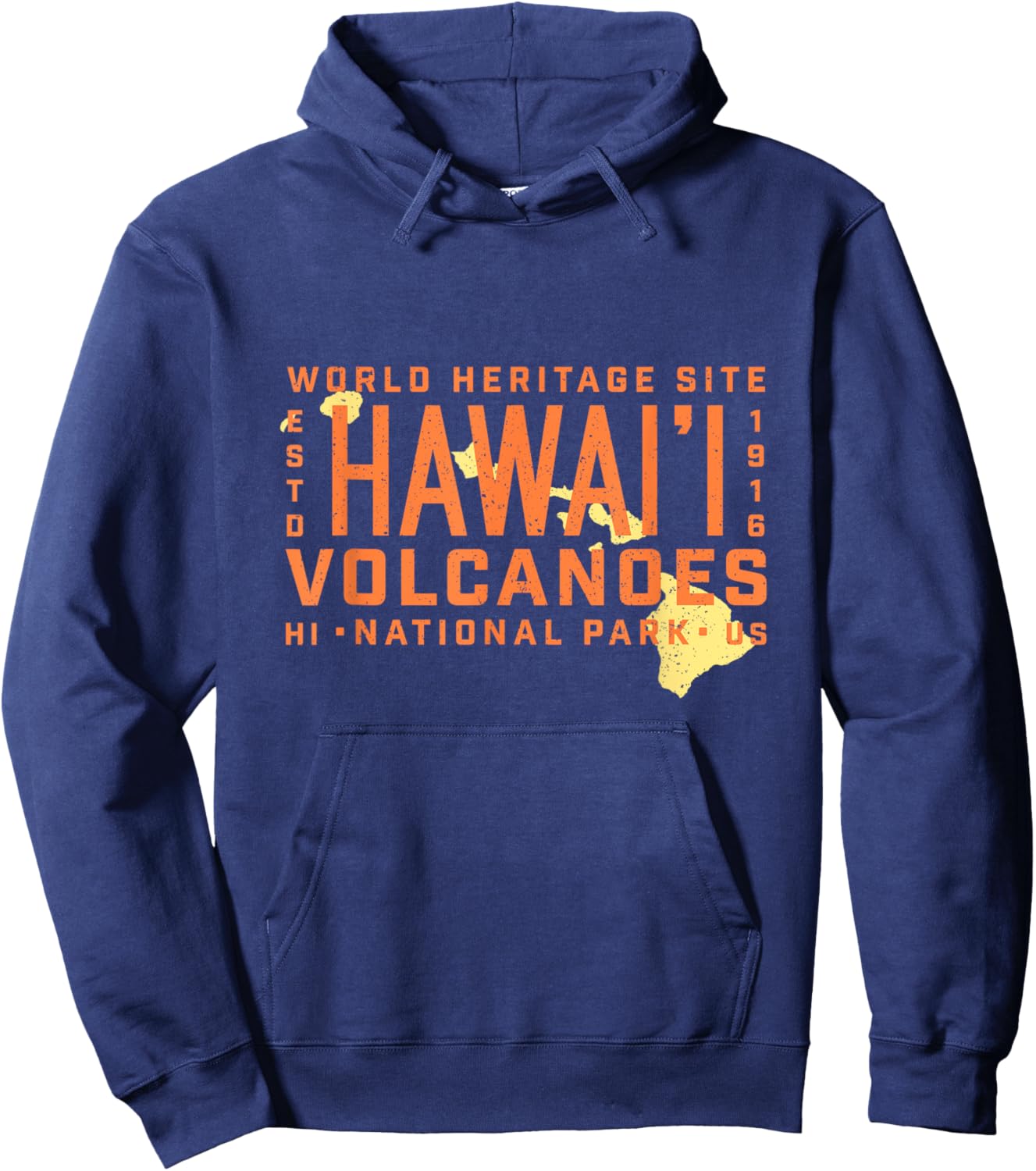 Hawaii Islands Travel Map Hawaii Volcanoes National Park Hoodie - Hoodie | Navy