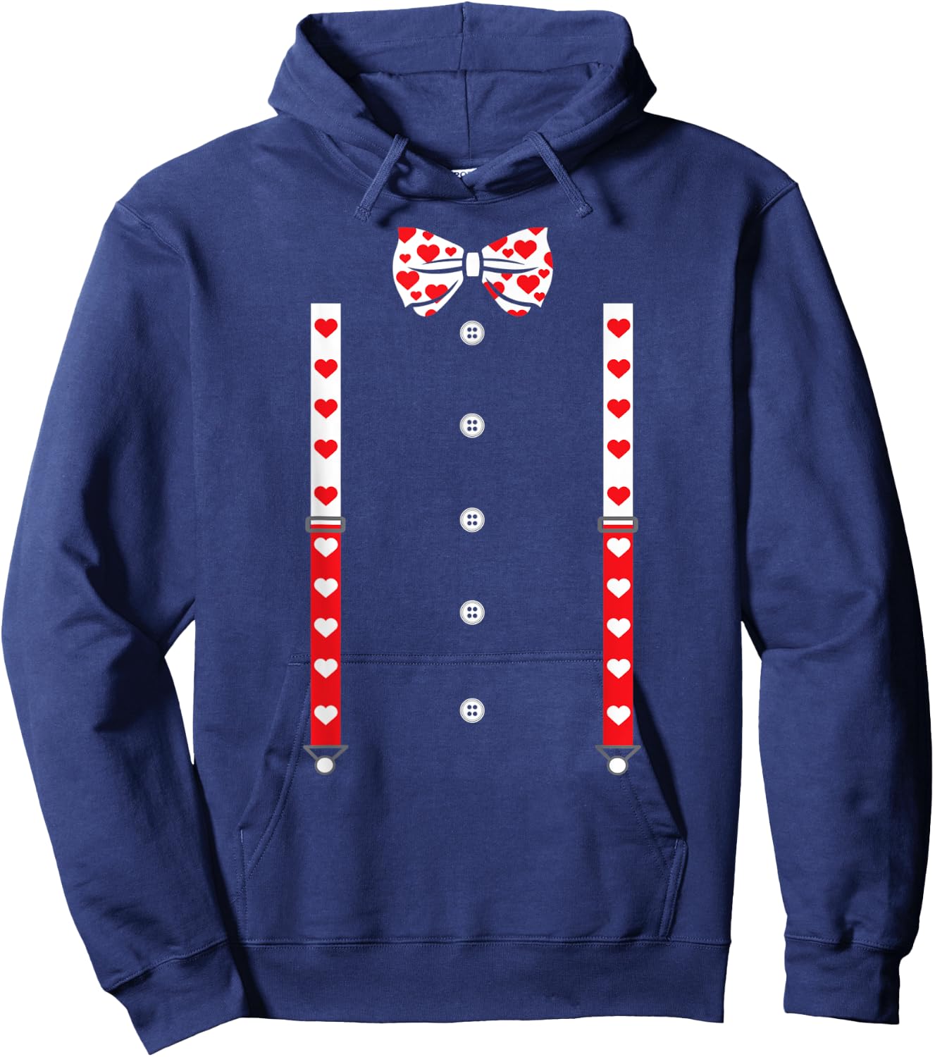 Heart Bow Tie and Braces Cupid Valentine's Day Costume , black Hoodie - Hoodie | Navy