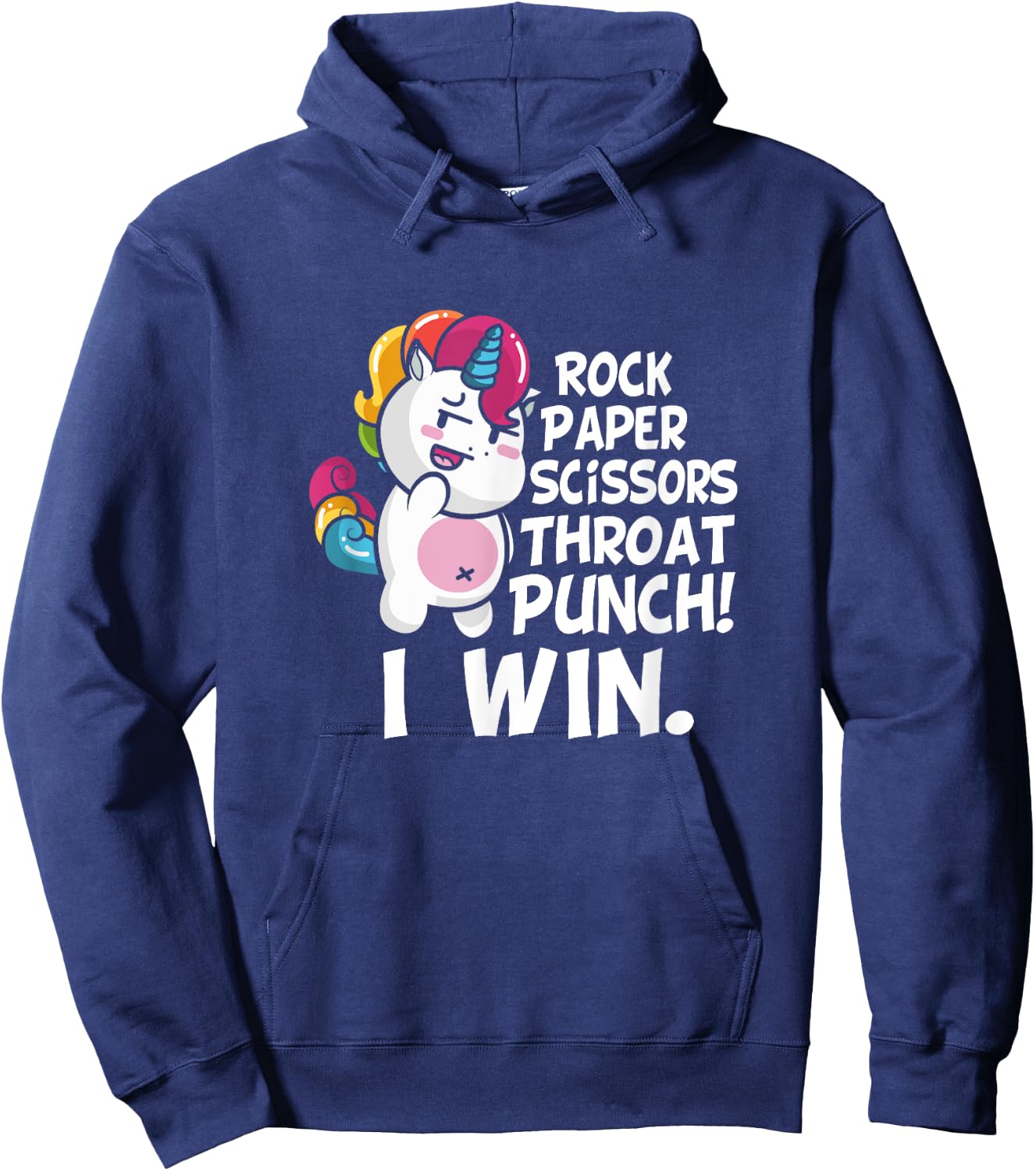 Rock Paper Scissors Throat Punch I Win Unicorn Outfit Hoodie - Hoodie | Navy