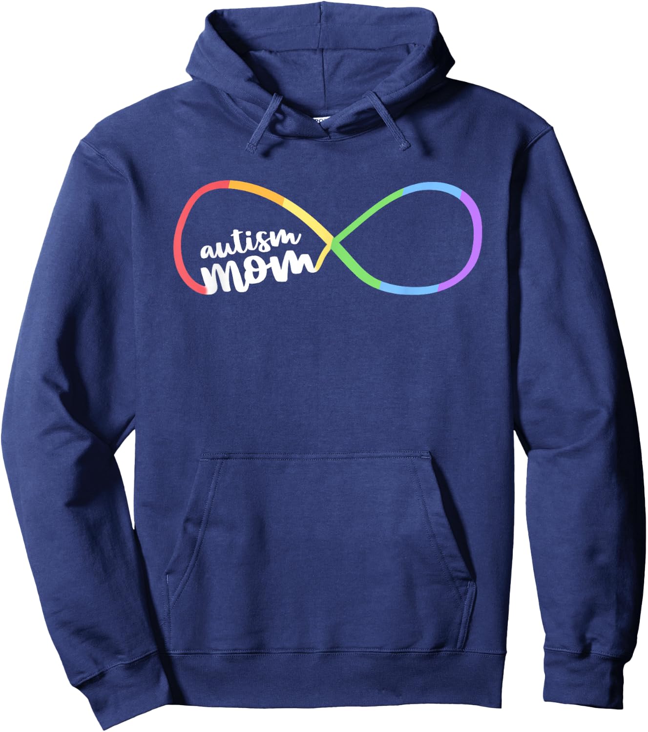 Family Autism Awareness Mom Rainbow Infinity Symbol Hoodie - Hoodie | Navy