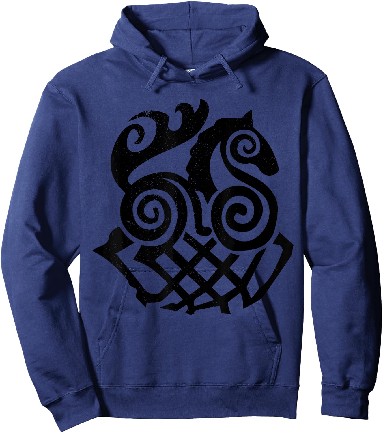 Odin's Horse Sleipnir Viking Nordic Rune Symbol - Black Hoodie - Hoodie | Navy