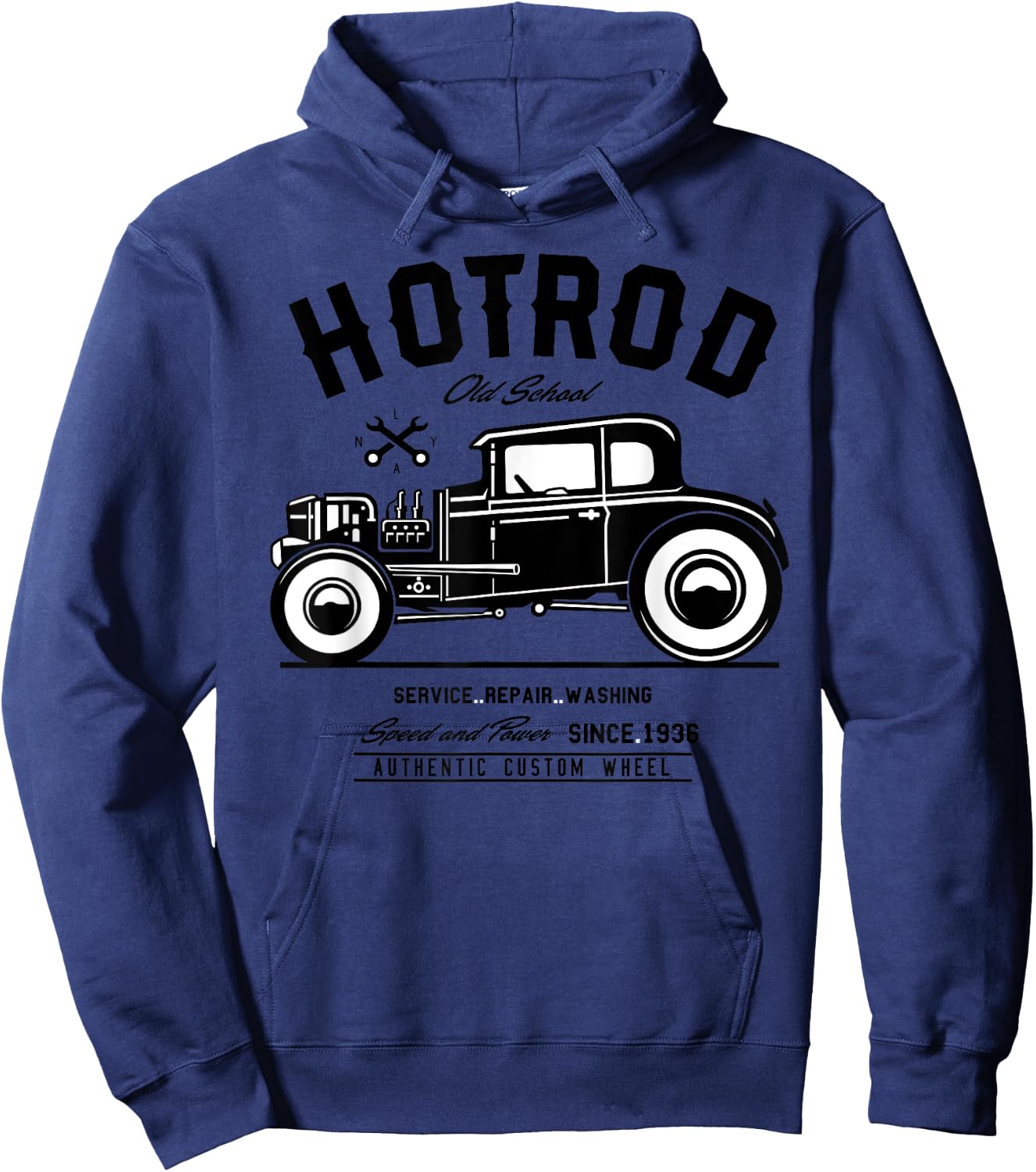 Vintage Hot Rod Old School Speed and Power Shirt Hoodie - Hoodie | Navy