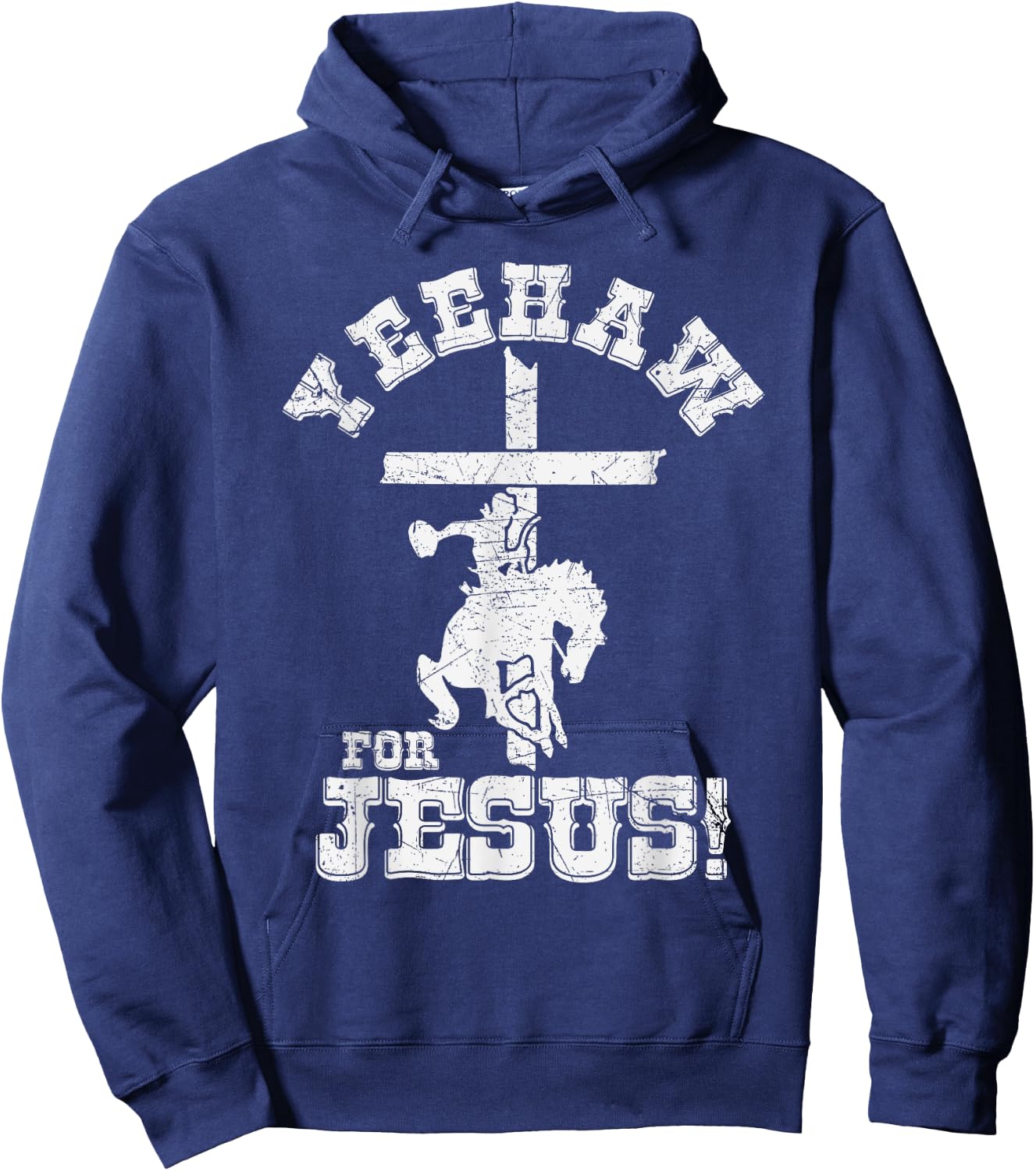 Yeehaw For Jesus Christian Cowboy Cross With Horse Rodeo Hoodie - Hoodie | Navy