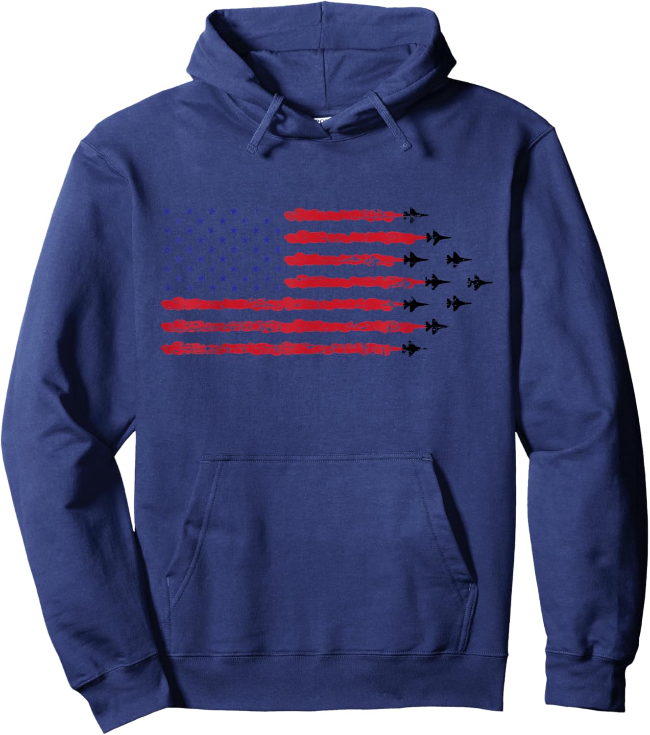 Patriotic vintage American flag F-16 formation Hoodie - Hoodie | Navy