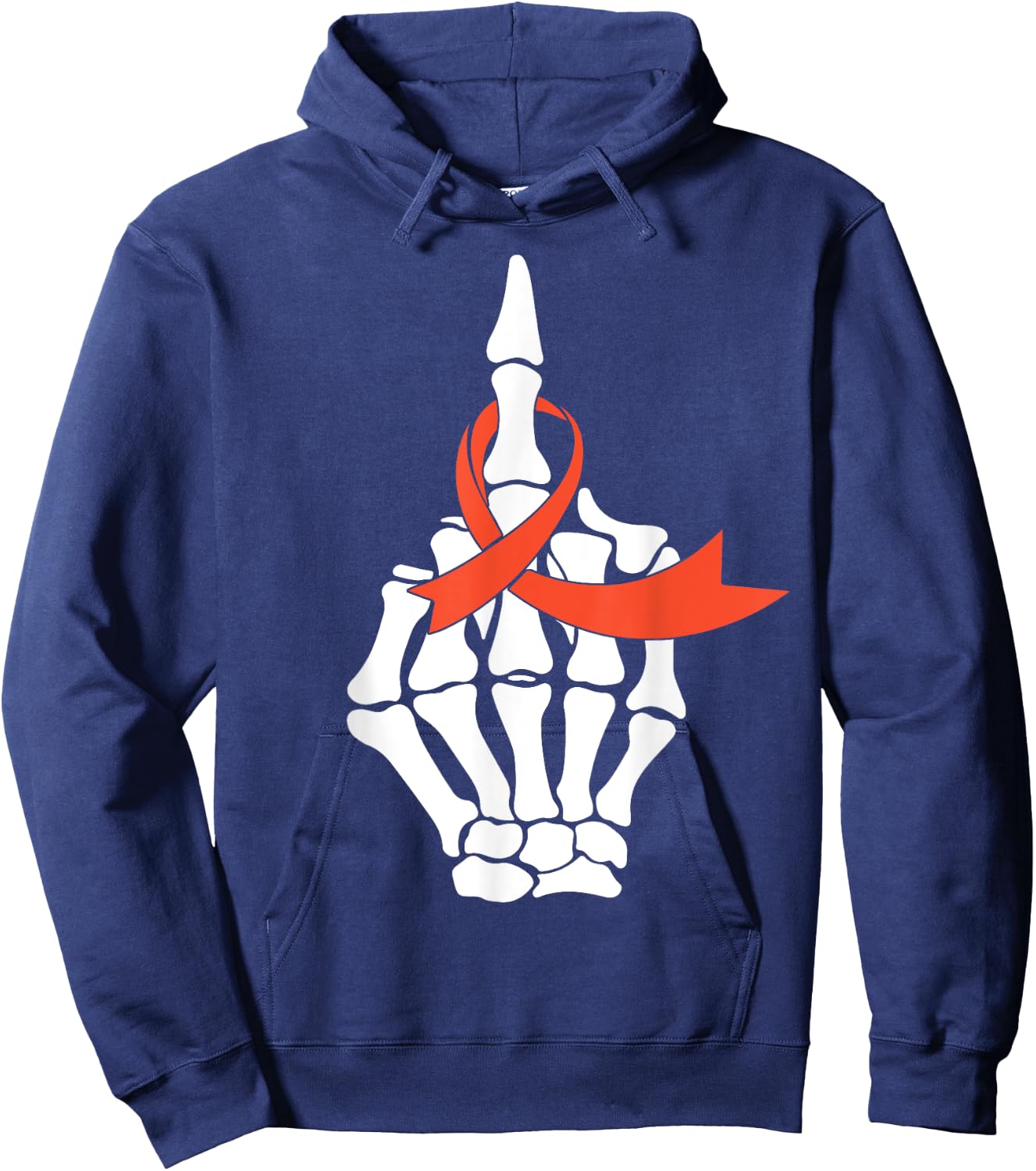 Fuck Kidney Cancer Awareness Middle Finger Orange Ribbon Hoodie - Hoodie | Navy