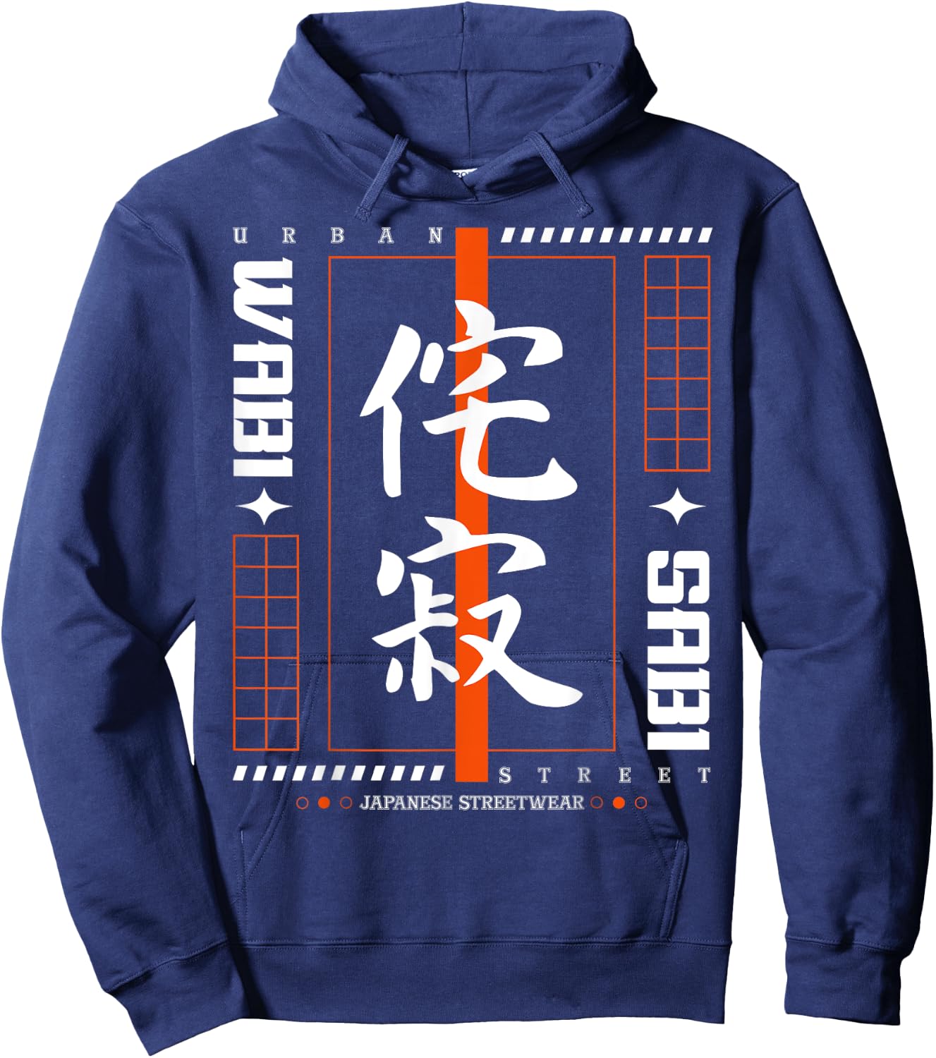 Japanese Mordern Vintage Graphical Art Traditional Men Women Hoodie - Hoodie | Navy