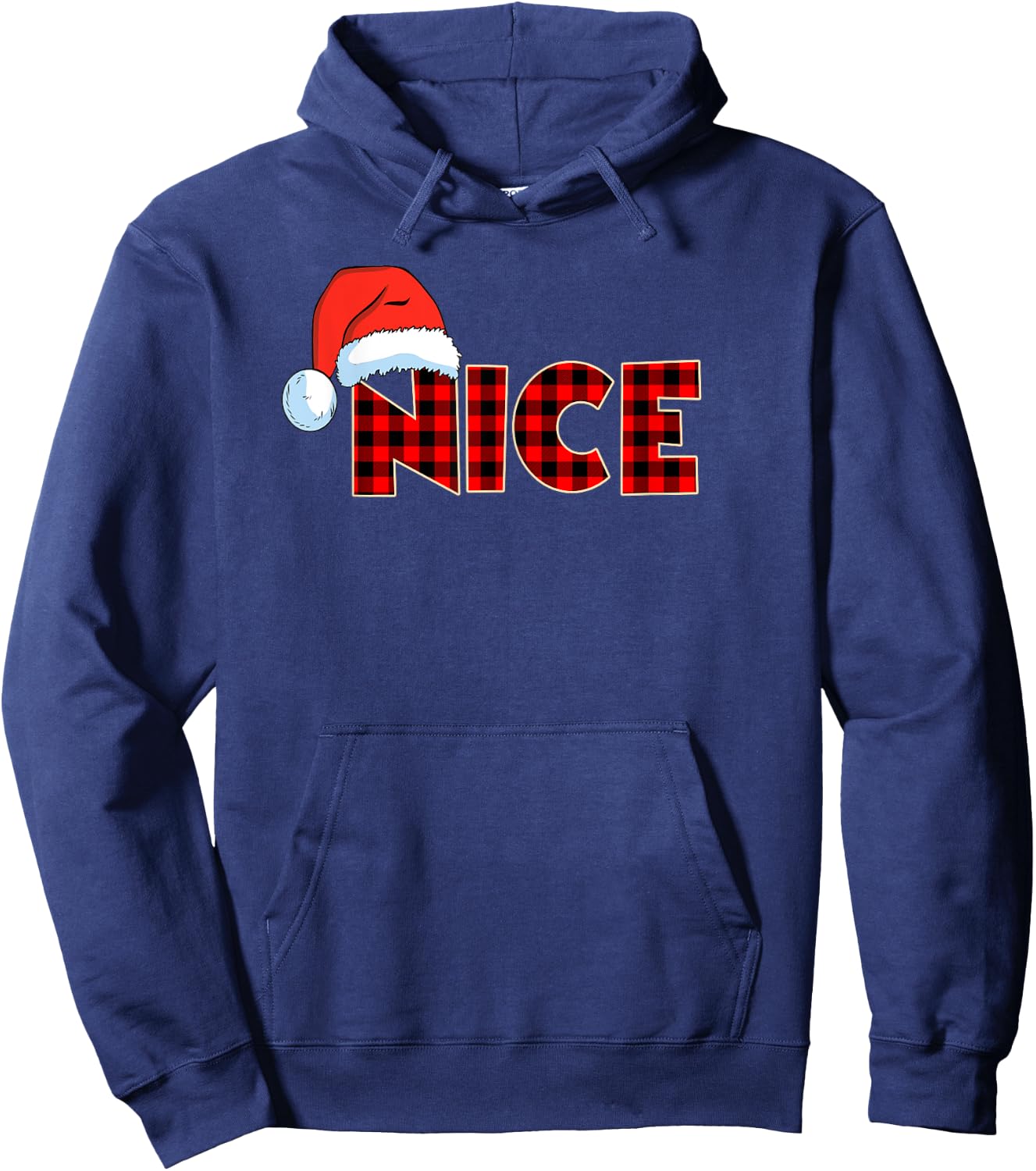 Naughty or Nice Christmas Couple Buffalo Red Plaid Hoodie - Hoodie | Navy