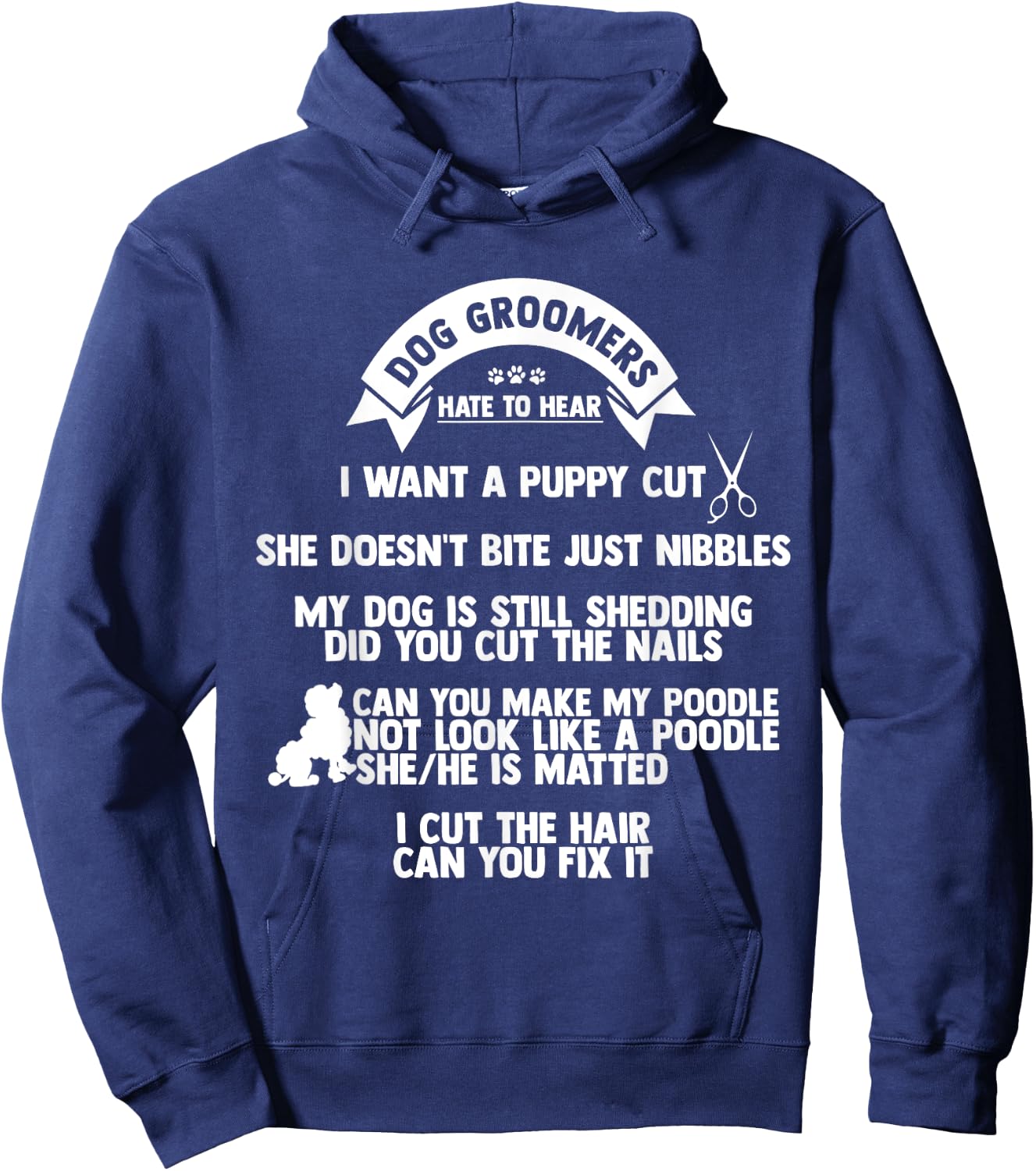 Dog hairdressers hate to hear it, Furologist dog hairdresser Hu Hoodie - Hoodie | Navy