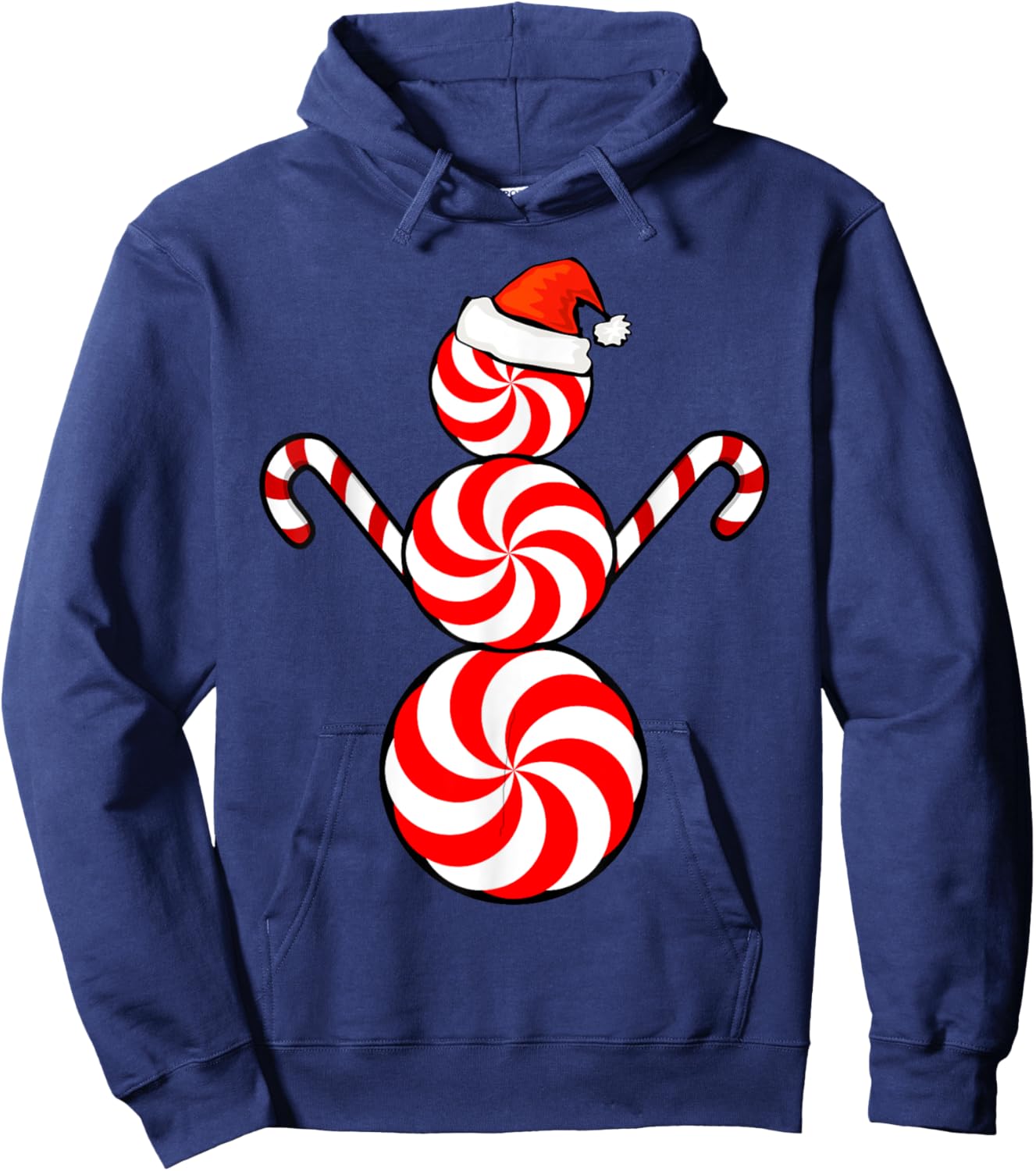 Funny Christmas Shirts Peppermint Candy Snowman Hoodie - Hoodie | Navy