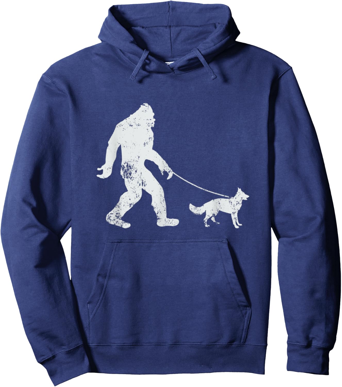 Bigfoot walking German Shepherd Funny Sasquatch Hoodie - Hoodie | Navy