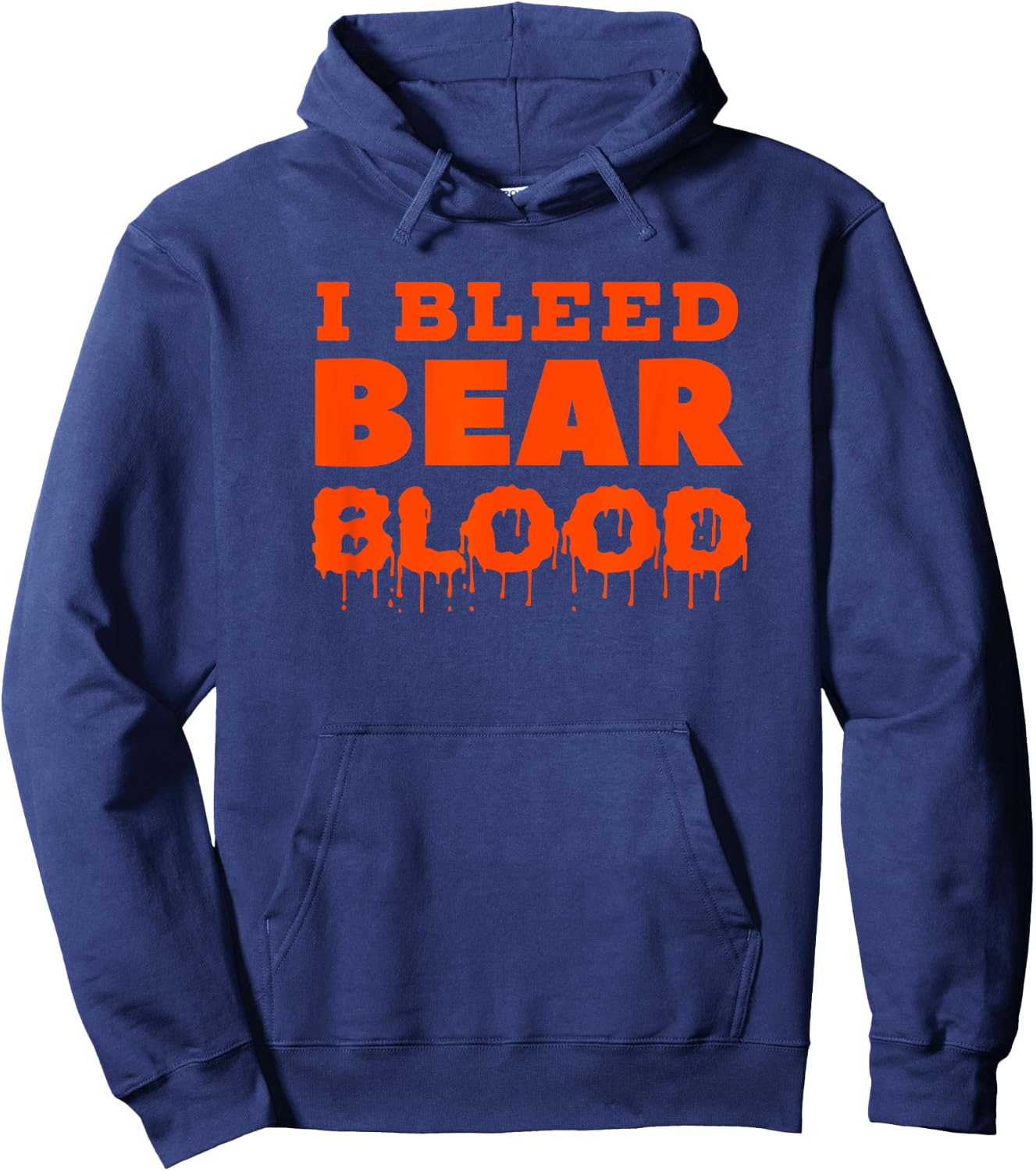 I BLEED BEAR BLOOD Blue and Orange T Shirt Hoodie - Hoodie | Navy