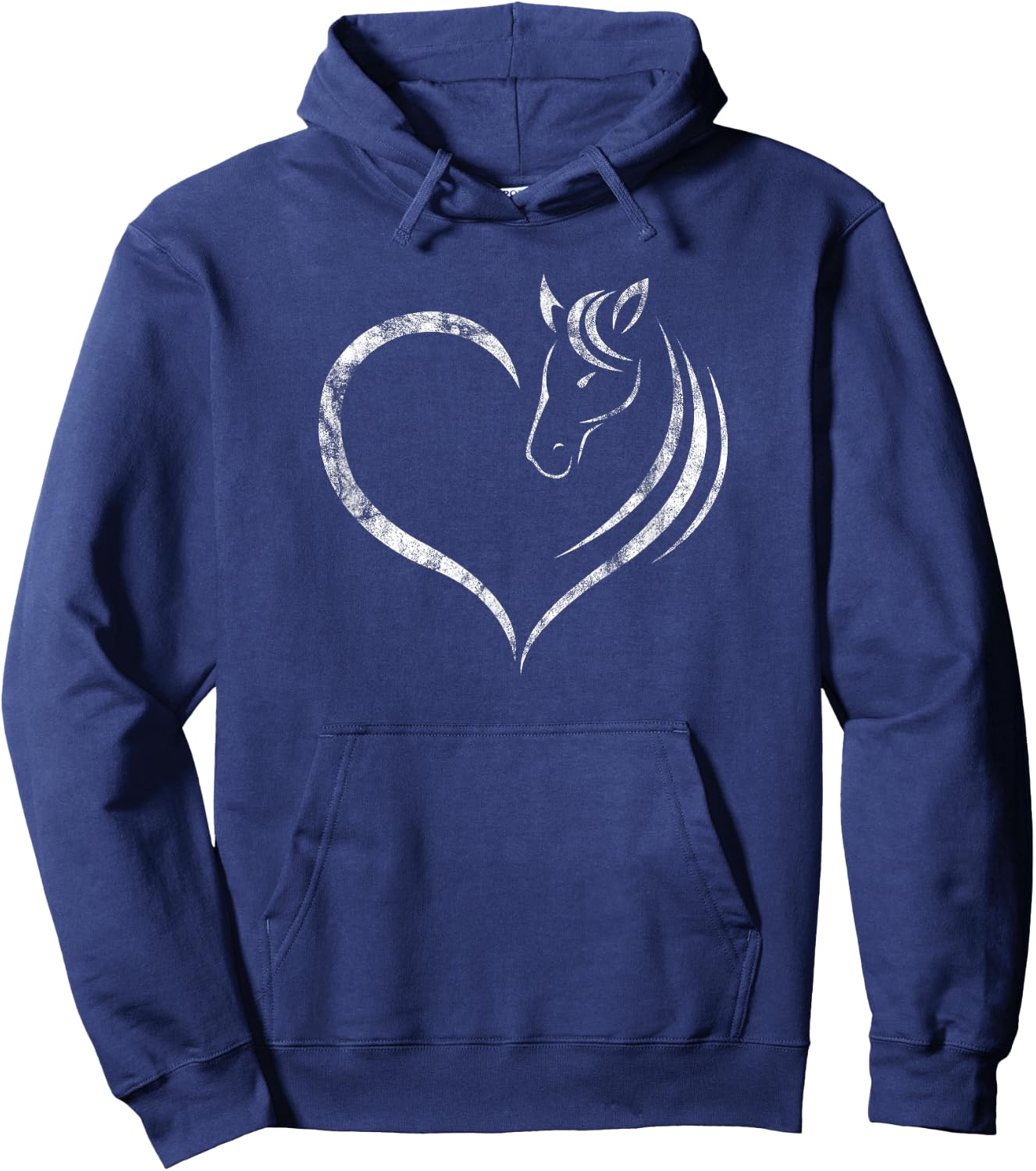 Cute Horse Lover Outfit Gift Girls Women Horse and Heart Hoodie - Hoodie | Navy