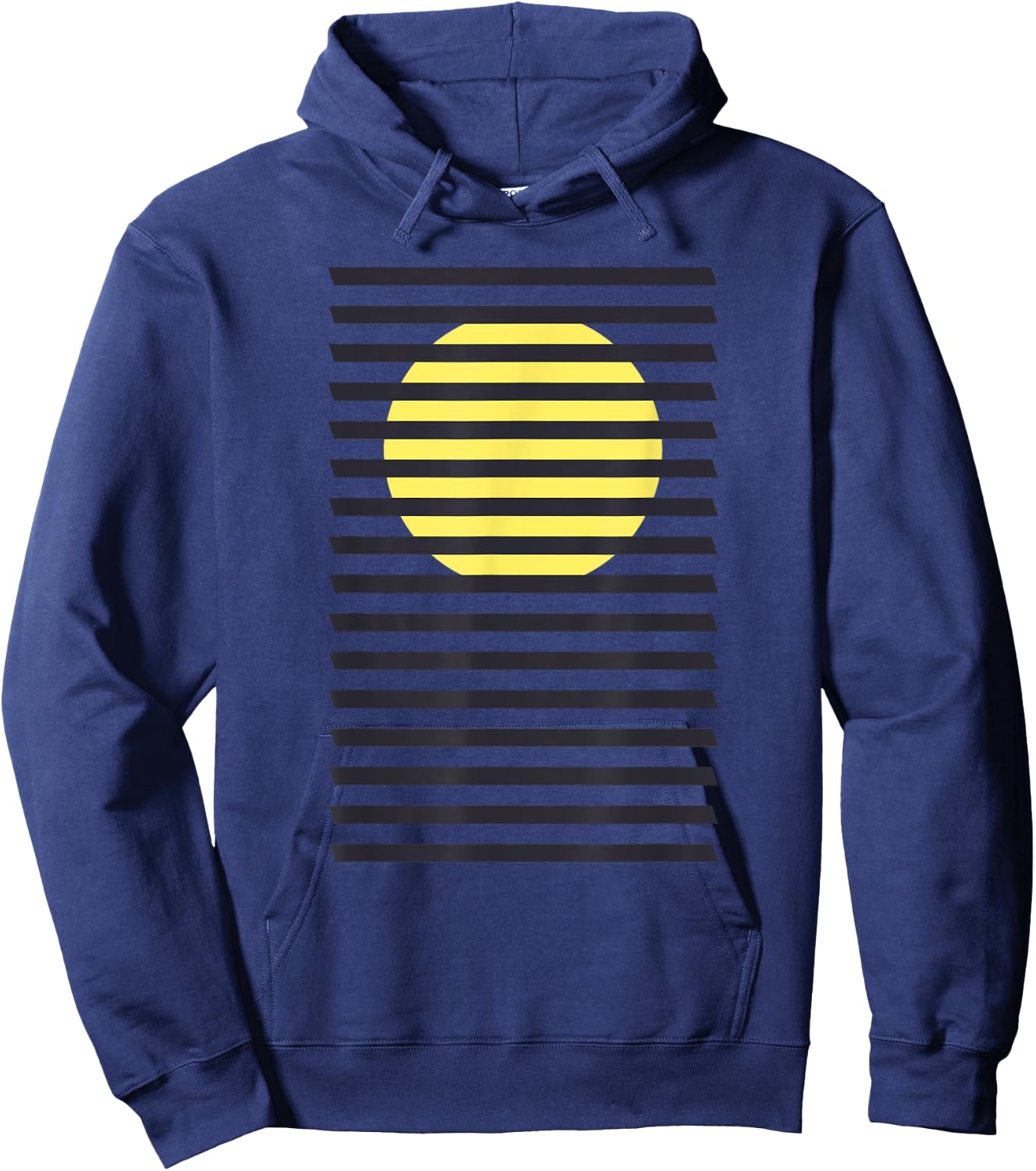 Minimalist Striped Rising Sun Design, Bauhaus Geometric Sun Hoodie - Hoodie | Navy