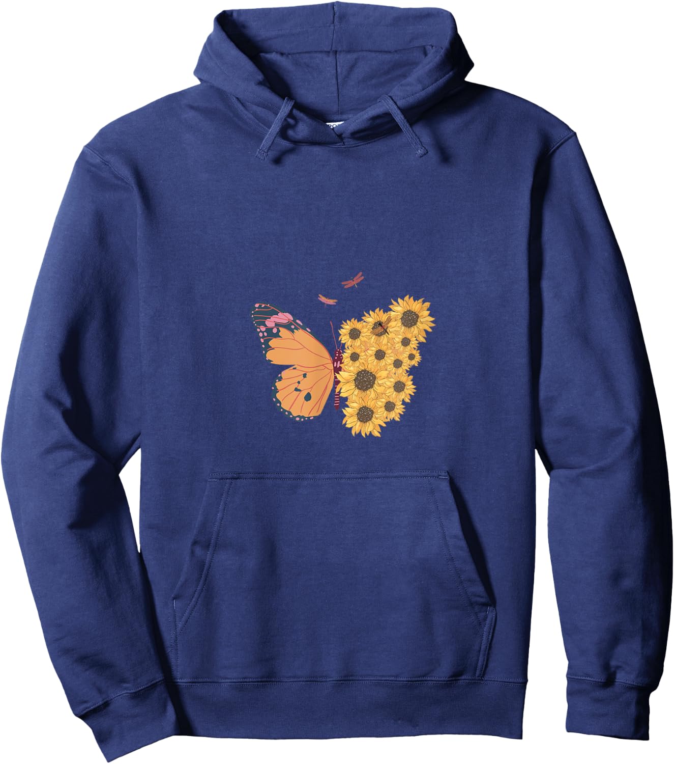 Sun Flower Butter Fly Summer Vibe Women Hoodie - Hoodie | Navy