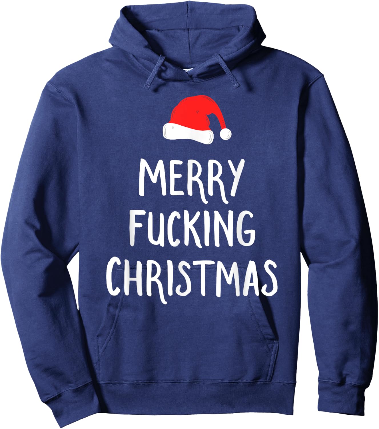 Merry Fucking Christmas Inappropriate Santa Pajama Hoodie - Hoodie | Navy