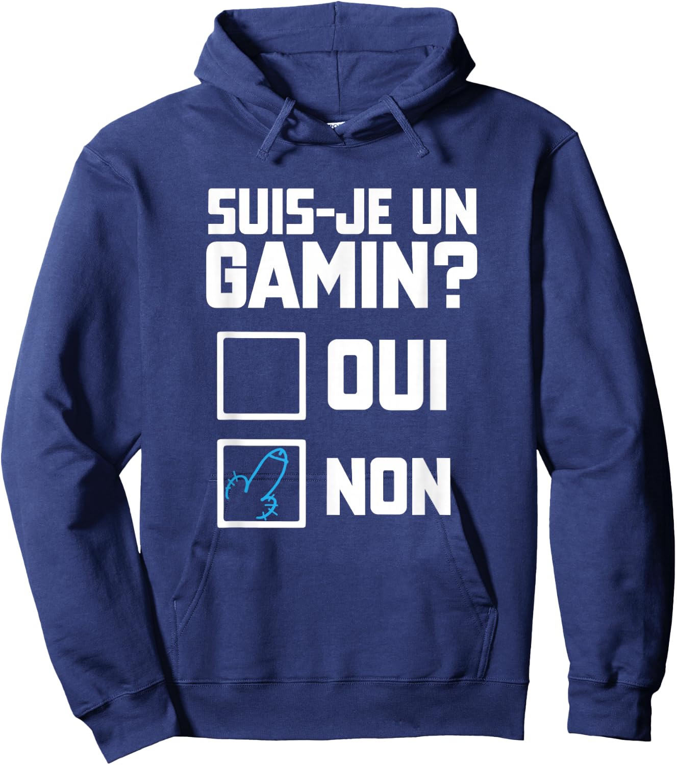 Suis je un gamin humour beautiful funny check box , Black, S Hoodie - Hoodie | Navy