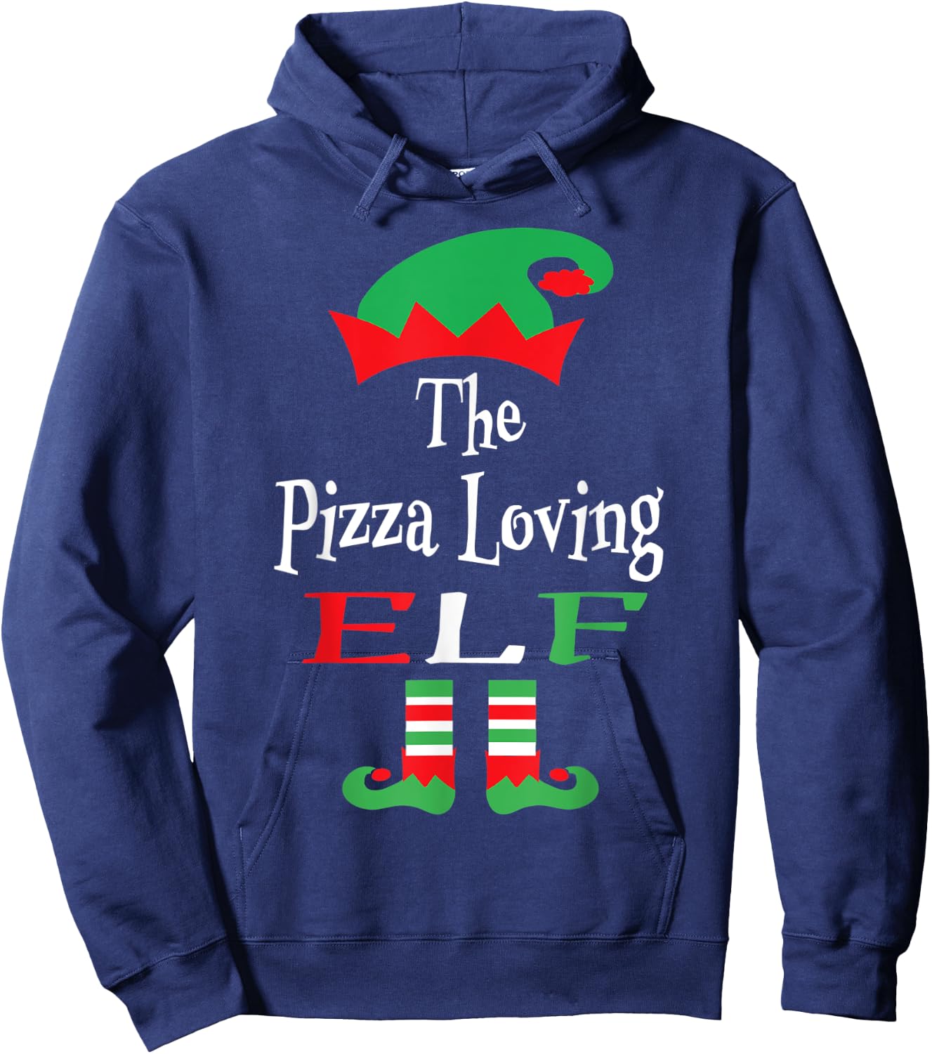 Christmas Funny The Pizza Loving Elf Shirt Youth Teens Gift Hoodie - Hoodie | Navy