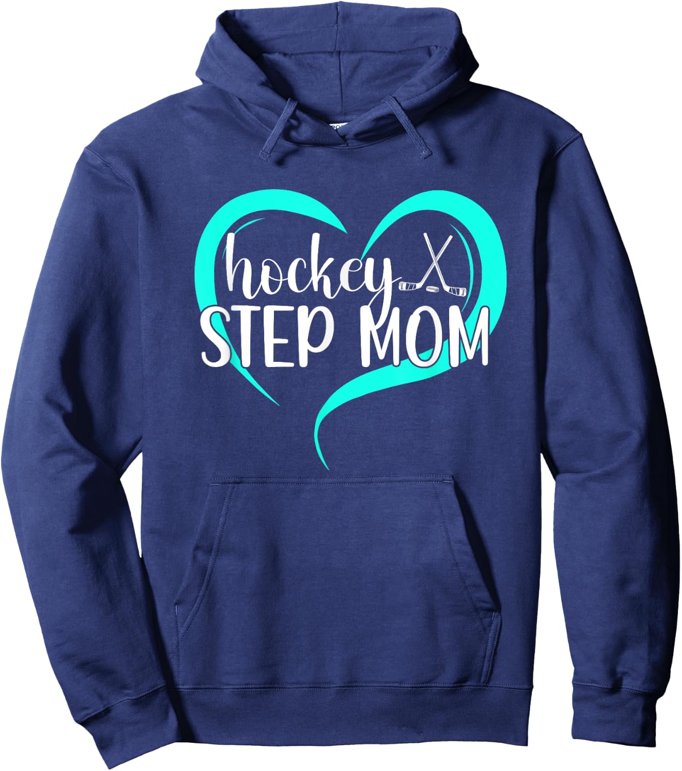 Hockey Step-Mom Of A Hockey Player Heart Hockey Stepmom Hoodie - Hoodie | Navy