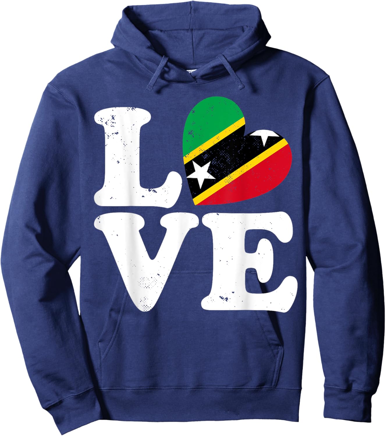 Love Heart St Kitts and Nevis Proud St Kitts and Nevis Flag Hoodie - Hoodie | Navy