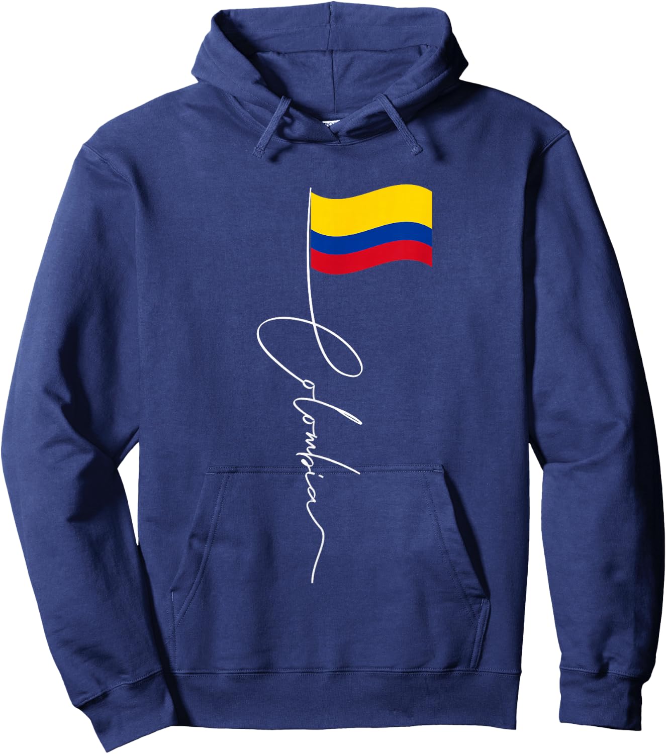 Family Heritage Gifts Colombia Signature Flag Pole Adults Black Retro Flag Hoodie - Hoodie | Navy