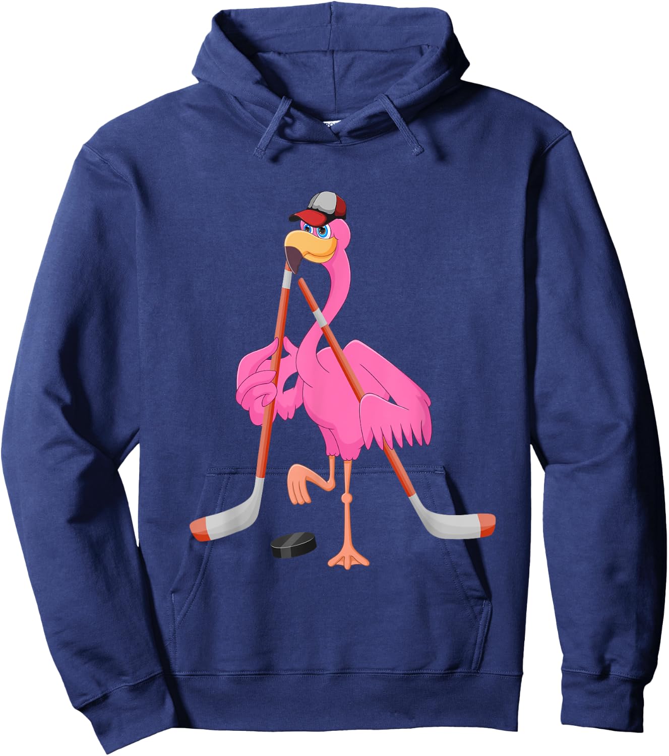 Flamingo Playing Hockey Matching Player Coach Birds Lover Hoodie - Hoodie | Navy