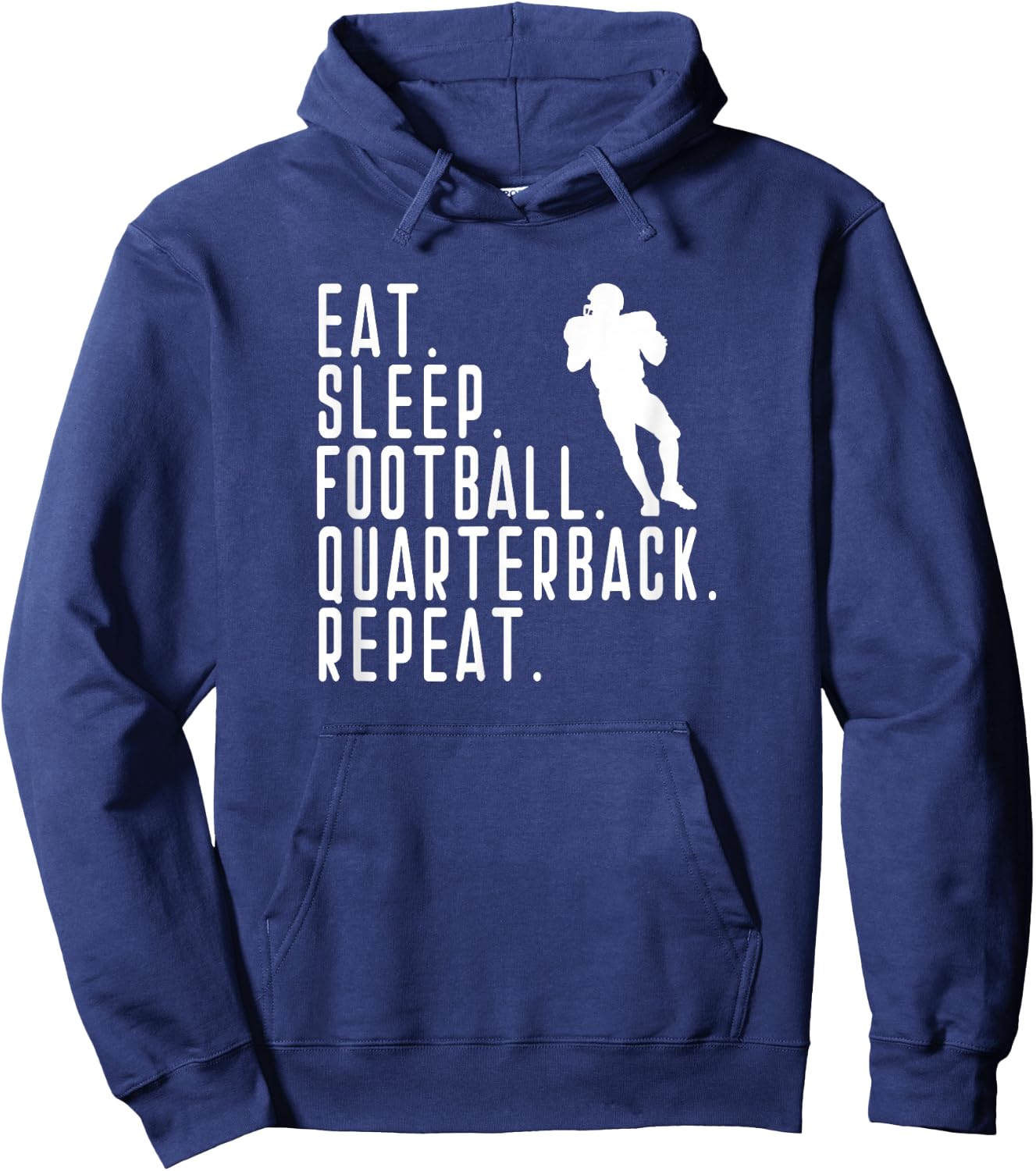 Eat Sleep Quarterback QB Player Funny Graphic Saying Repeat Hoodie - Hoodie | Navy
