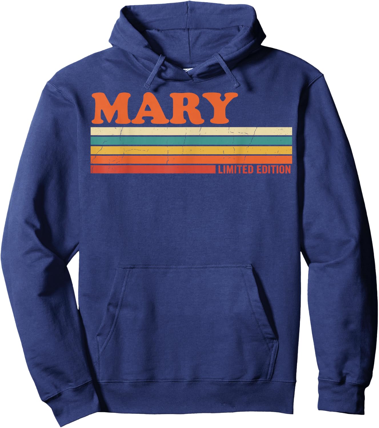 Mary Retro Personalized First Name Vintage Stripes Hoodie - Hoodie | Navy