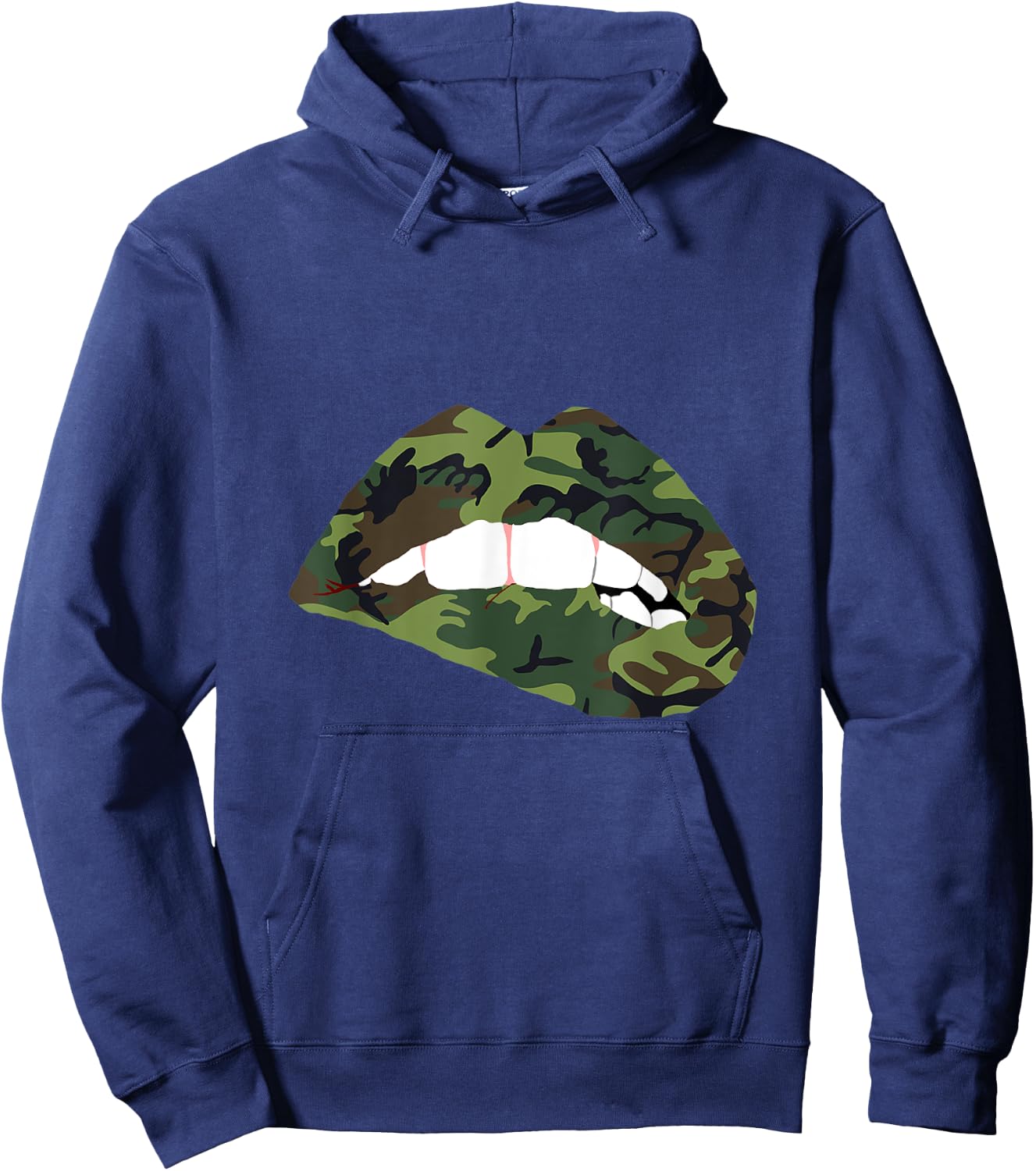 Camouflage Lips Mouth Military Kiss Me Biting Camo Kissing Hoodie - Hoodie | Navy