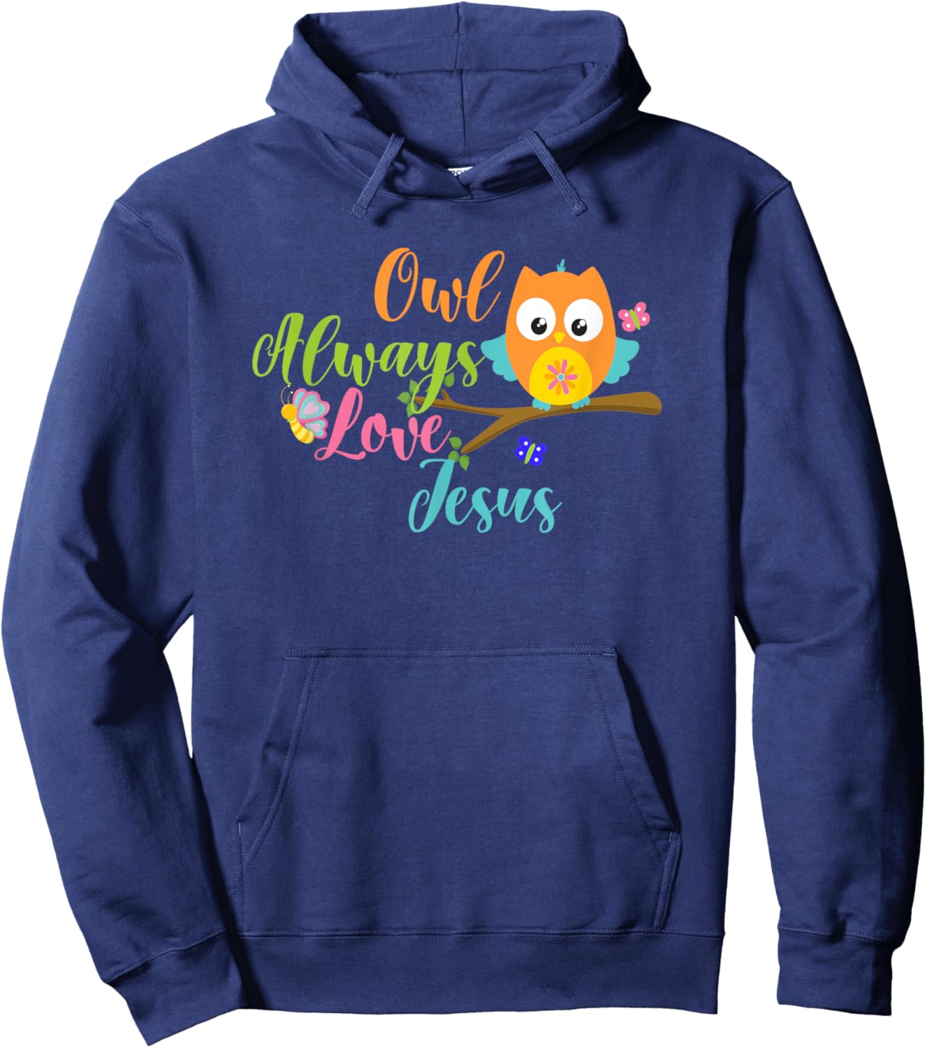 Owl Always Love Jesus Colorful Youth Christian T Shirt Hoodie - Hoodie | Navy