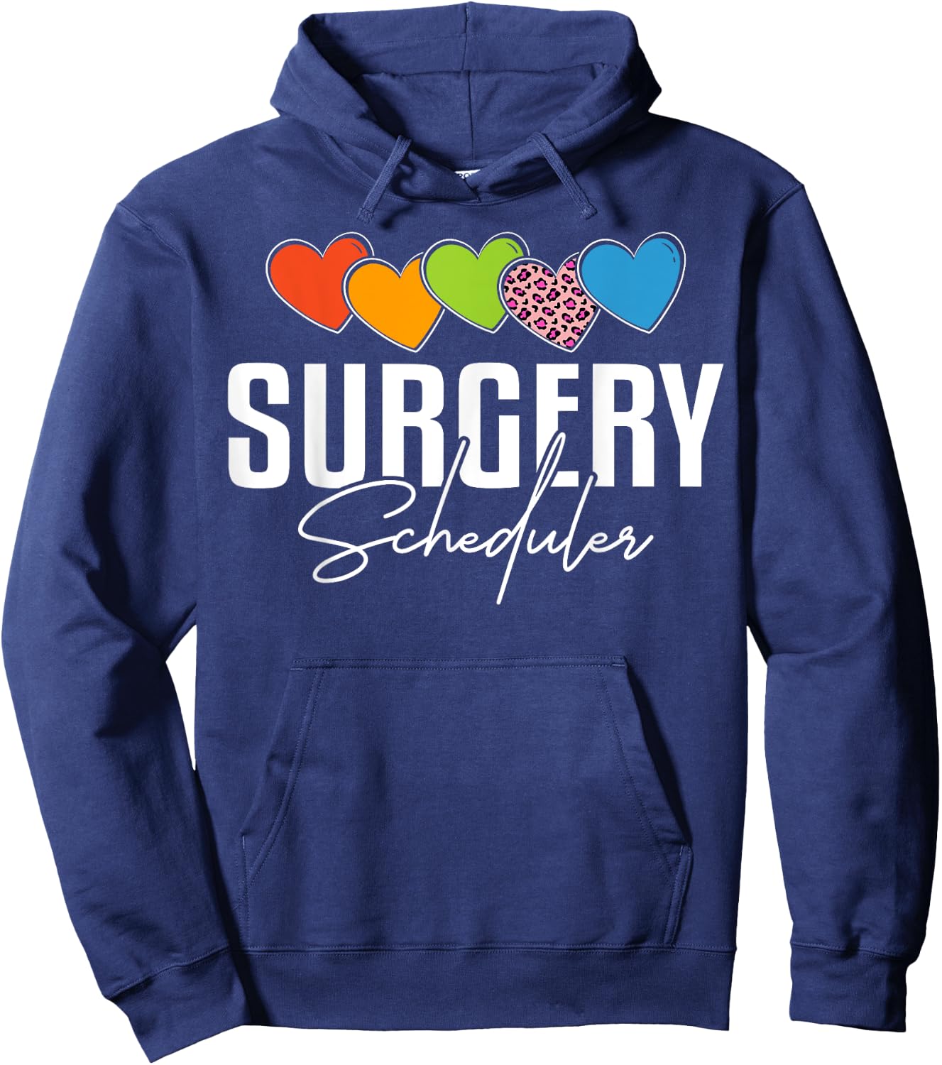 Surgery Scheduler Heart Leopard Hoodie - Hoodie | Navy