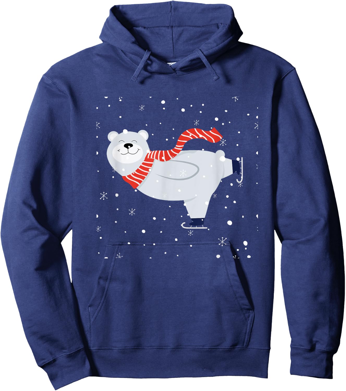 Polar Bear Ice Skating T shirt Funny Christmas Bear Lovers Hoodie - Hoodie | Navy