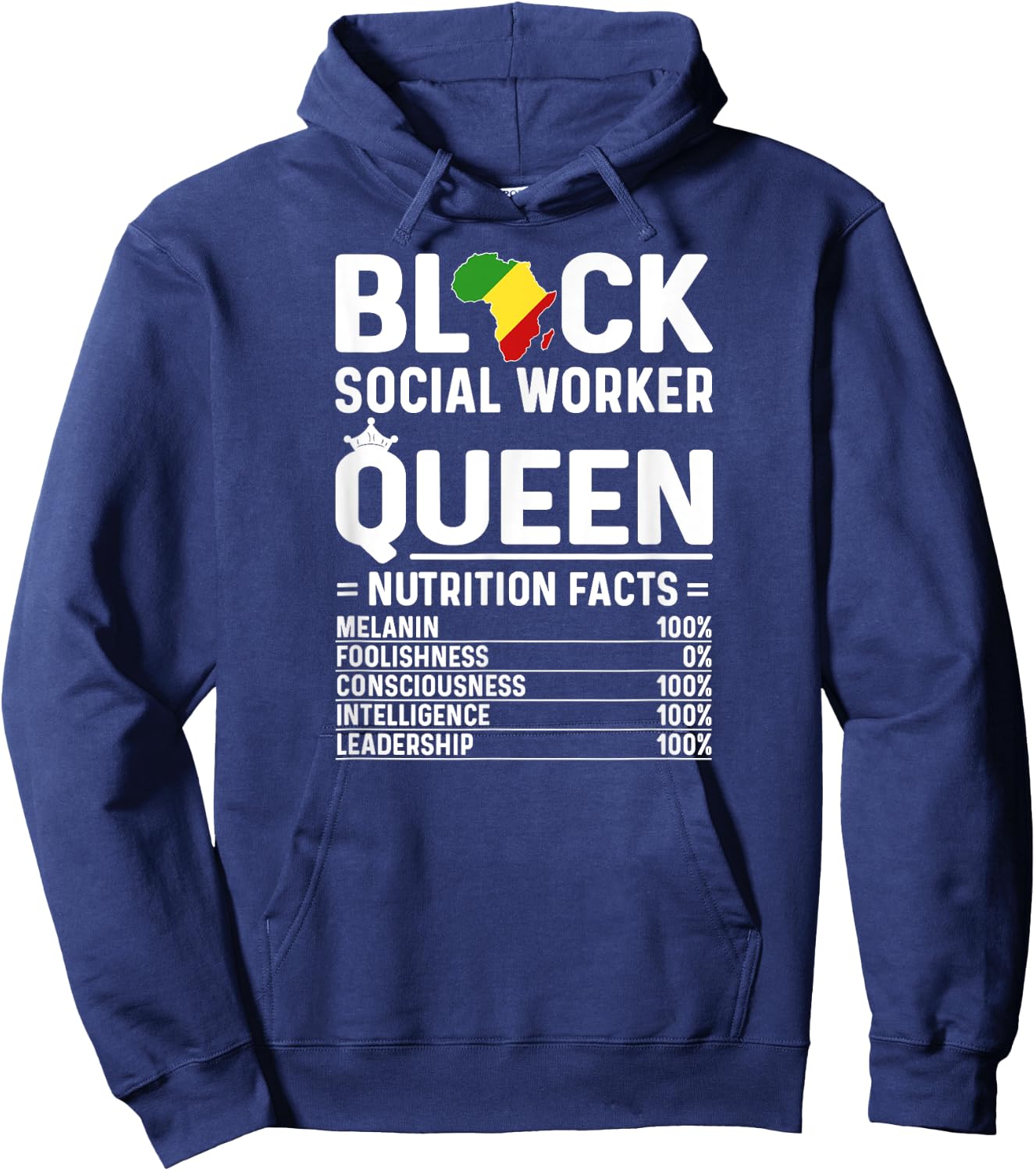 Black Social Worker Queen African American Social Workers Hoodie - Hoodie | Navy