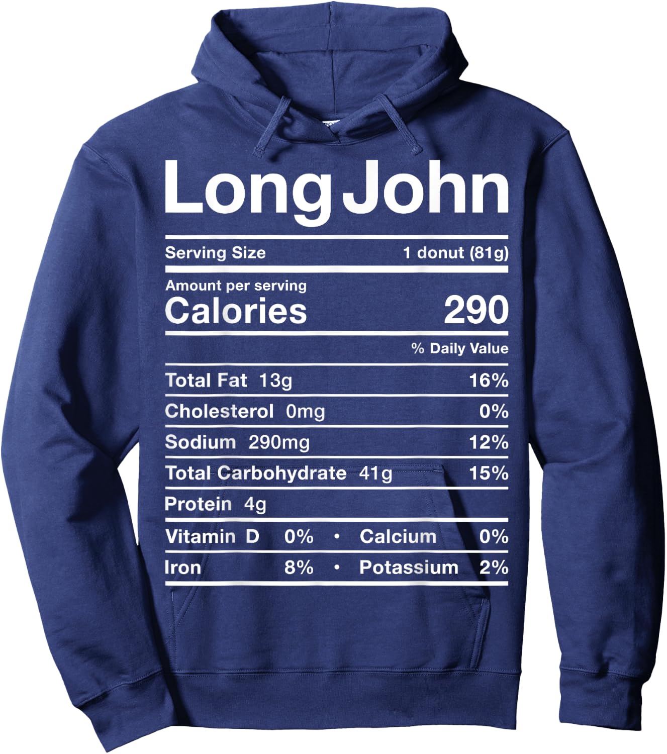 Long John Nutrition Facts Costume Food Donut Maple Iced Fall Hoodie - Hoodie | Navy