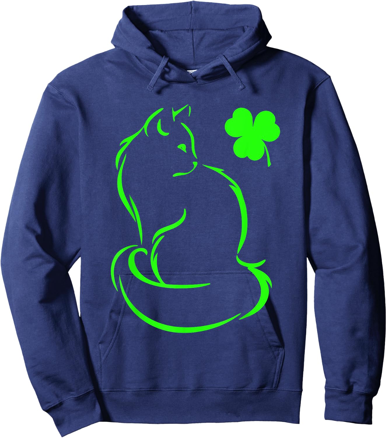 Shamrock Green Cat St Patricks Day Cat Lovers Cat Mom Women Hoodie - Hoodie | Navy