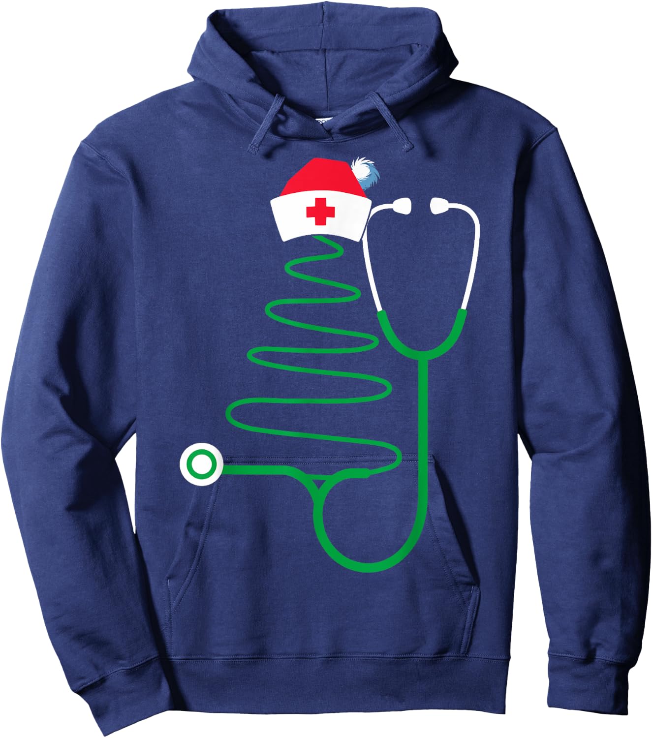 Stethoscope Christmas Tree Nurse Christmas Scrub Hoodie - Hoodie | Navy
