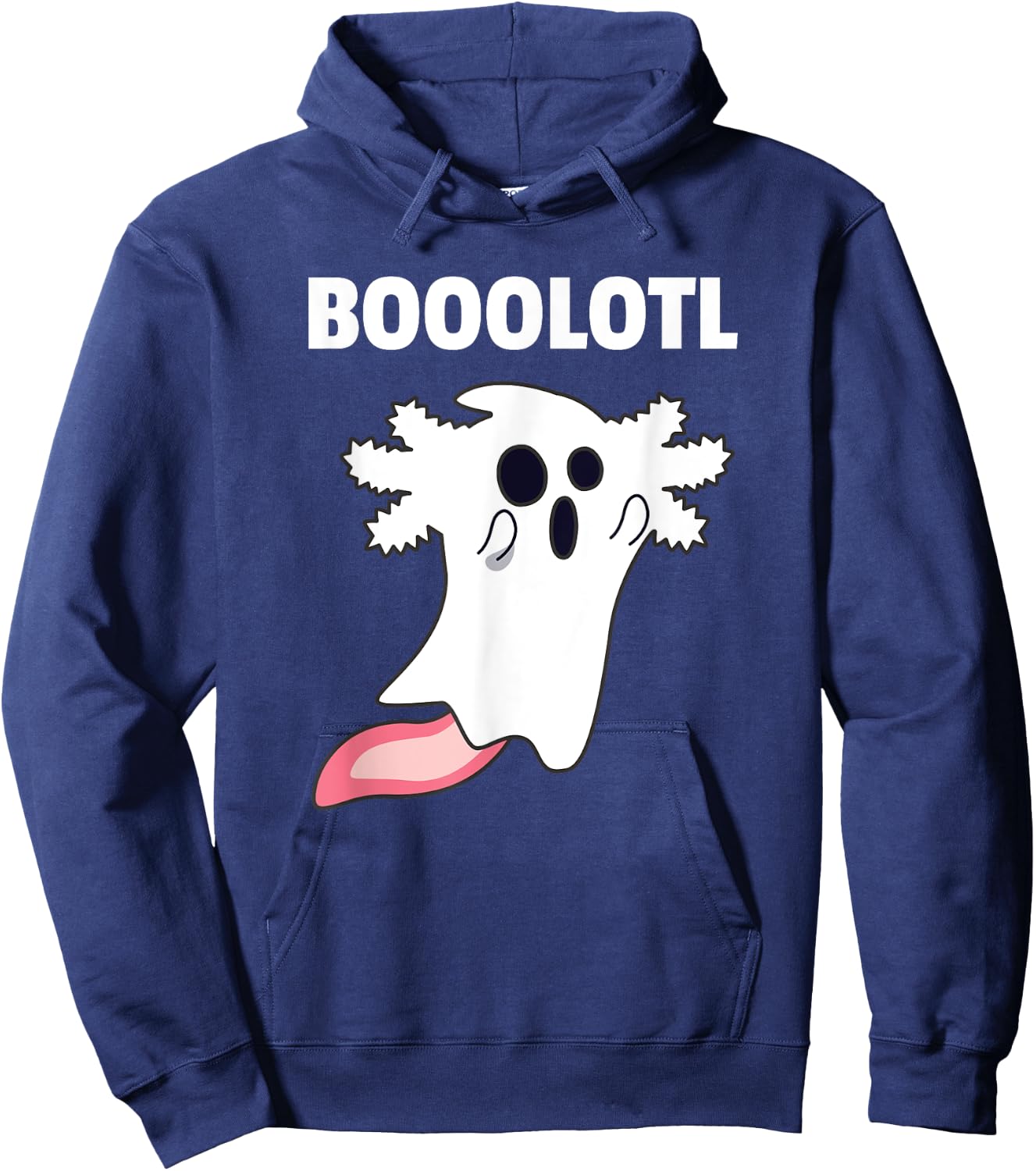 Booolotl - Boo Axolotl Ghost Halloween Kawaii Axolotl Hoodie - Hoodie | Navy