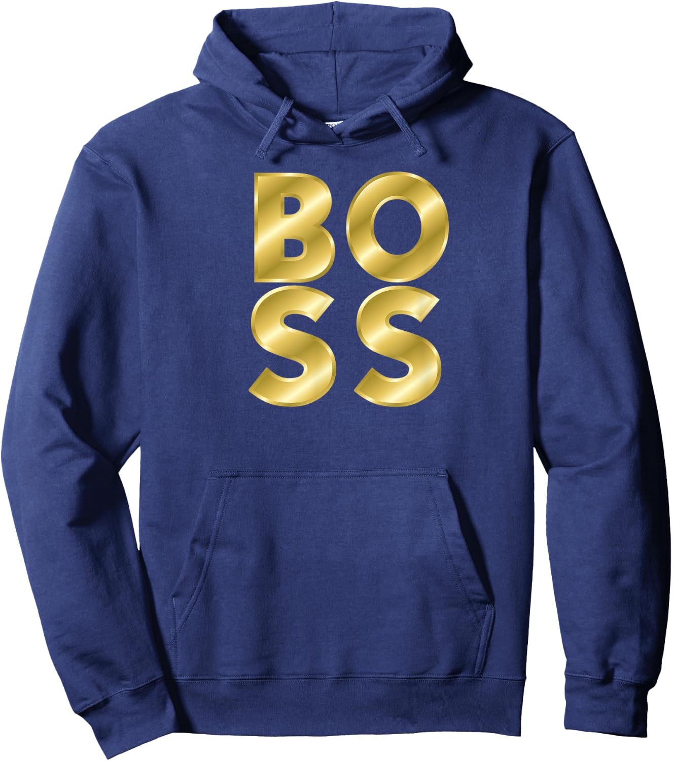 Gold BOSS Typography Hoodie - Hoodie | Navy