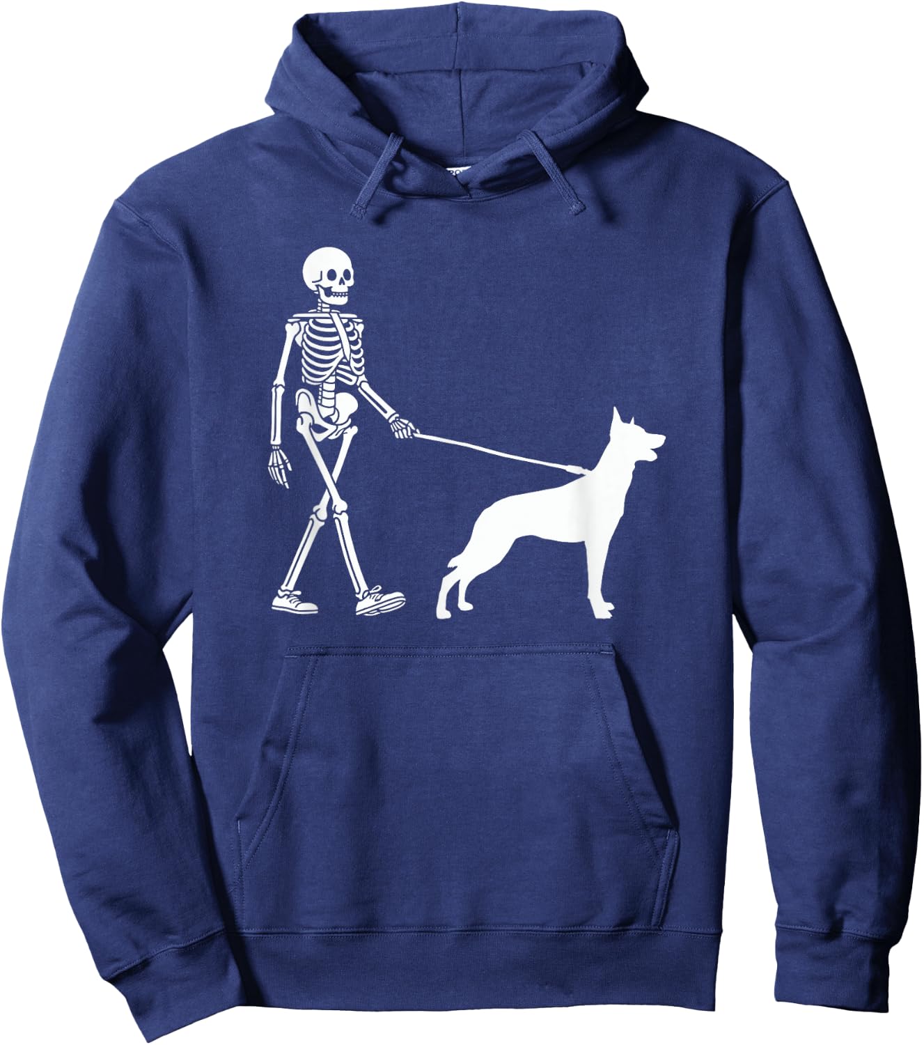 Skeleton Walking a Dog Belgian Malinois Halloween Outfit Hoodie - Hoodie | Navy