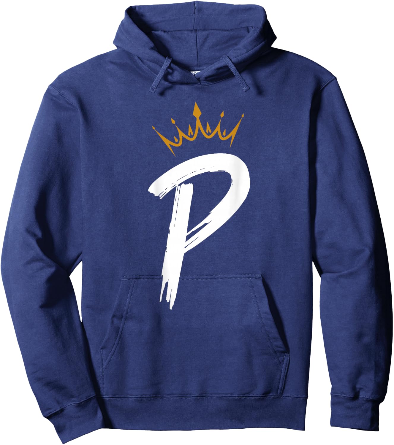 Queen King Letter P - BACKSIDE Letter With Crown Alphabet Hoodie - Hoodie | Navy