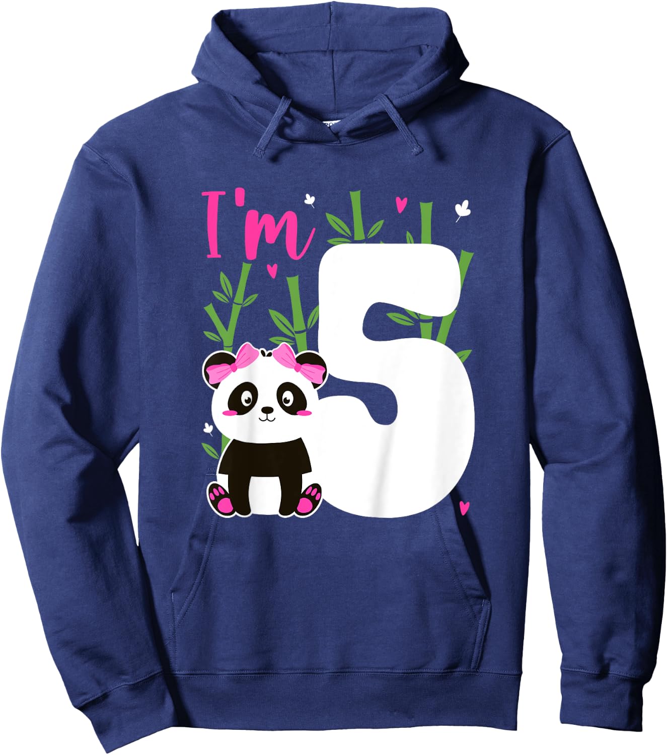 Kids 5th Panda Birthday 5 Year Old Girl Panda Bear Birthday Hoodie - Hoodie | Navy
