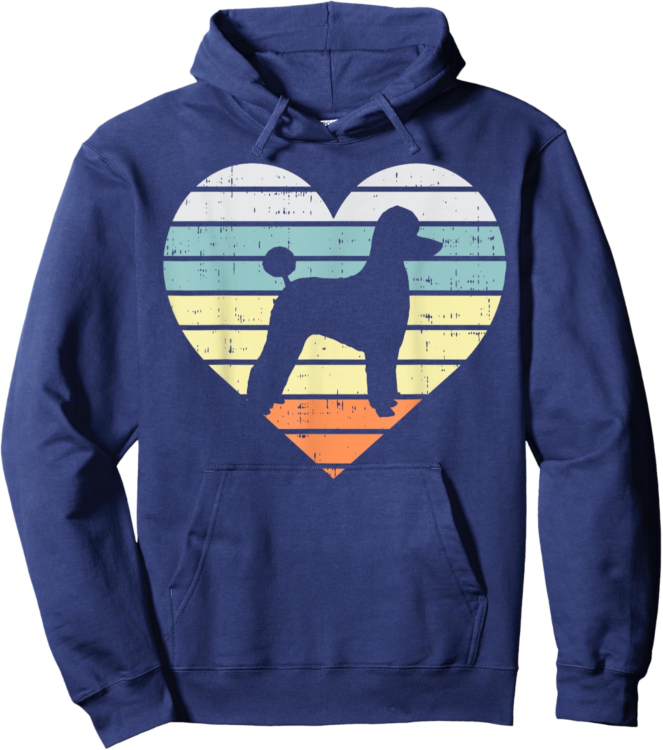 Poodle Silhouette Heart Sunset Retro Dog Lover Owner Gift Hoodie - Hoodie | Navy