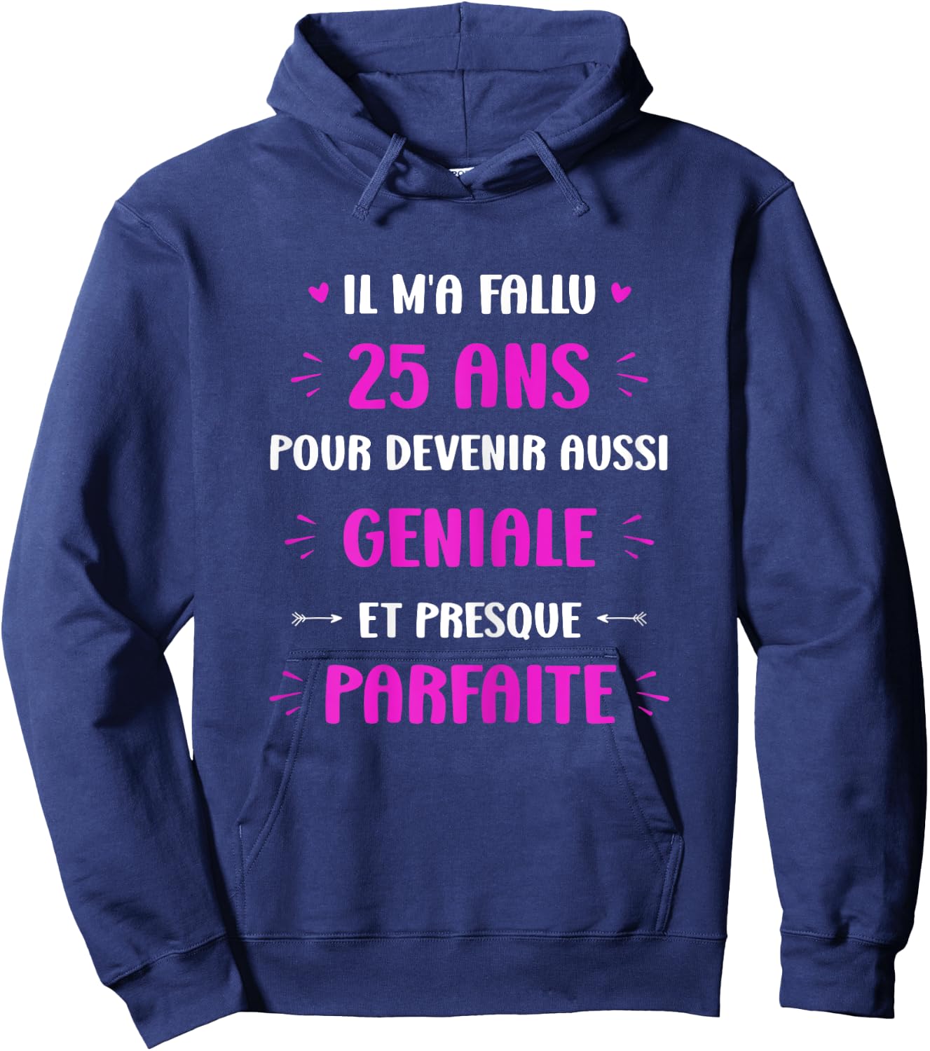Funny Awesome 25 Years Woman Birthday 25 Years , Black, Female X-Small Hoodie - Hoodie | Navy