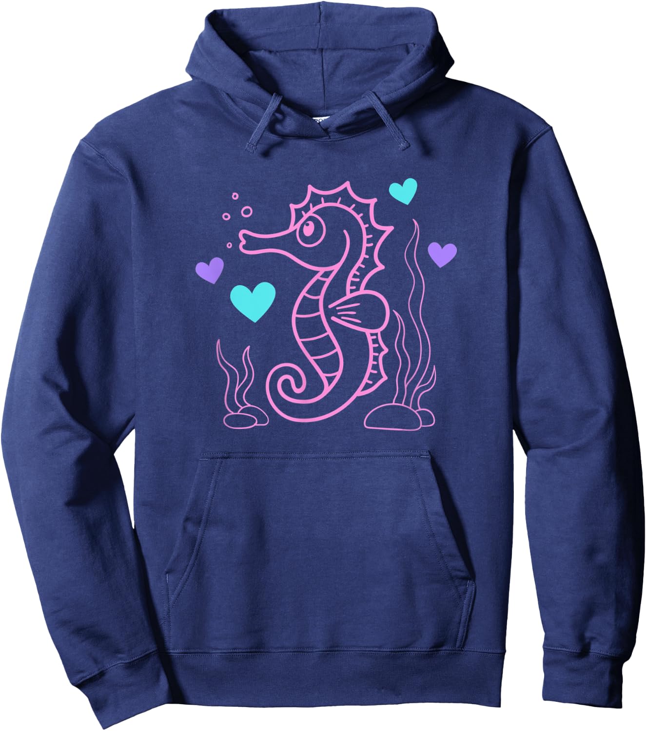 Seahorse Ocean Cute Pink Blue and Purple Hoodie - Hoodie | Navy
