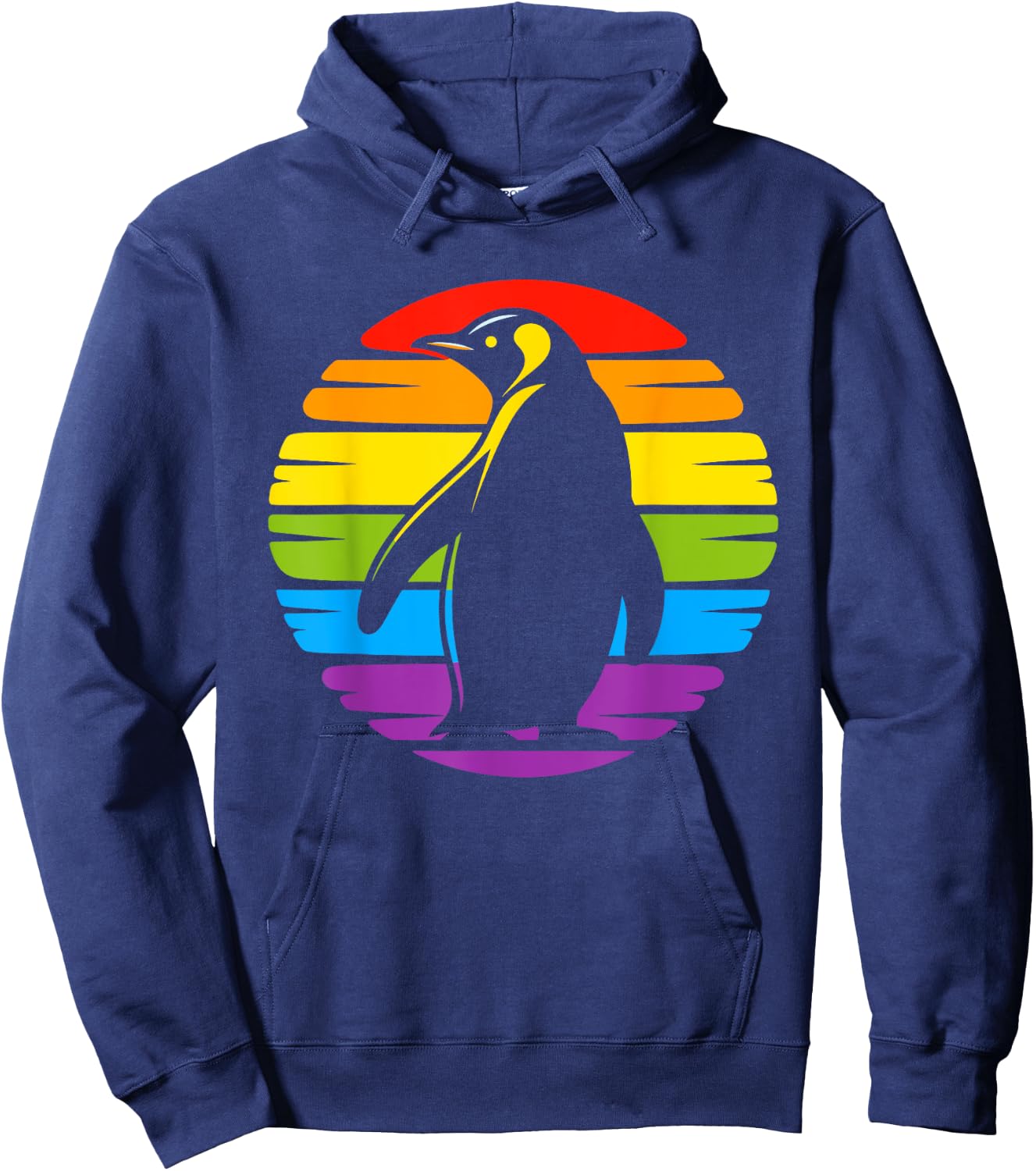 LGBTQ Penguin Lovers Costume Women Retro Penguin Rainbow LGBT Lesbian Gay Pride Penguin Hoodie - Hoodie | Navy