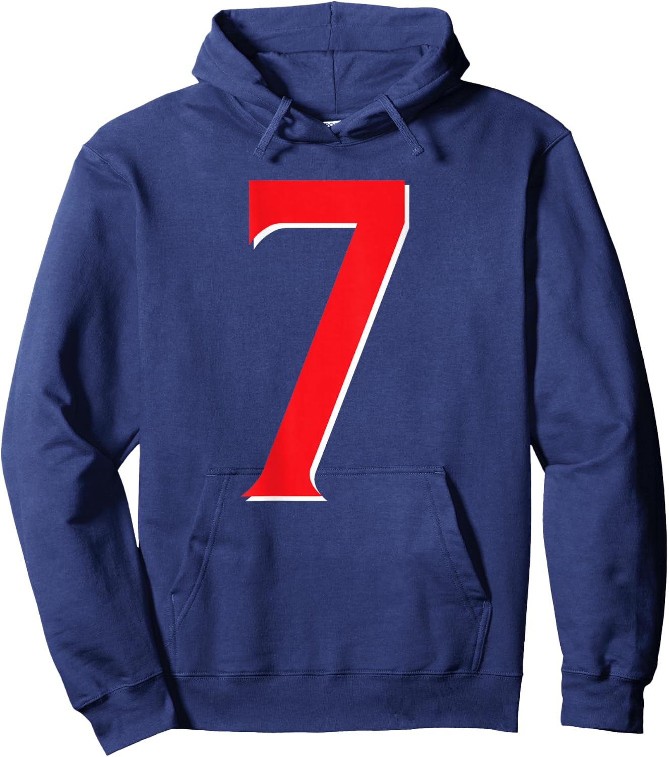 #7 Jersey Uniform Varsity Sports Number Red, 7th Birthday Hoodie - Hoodie | Navy