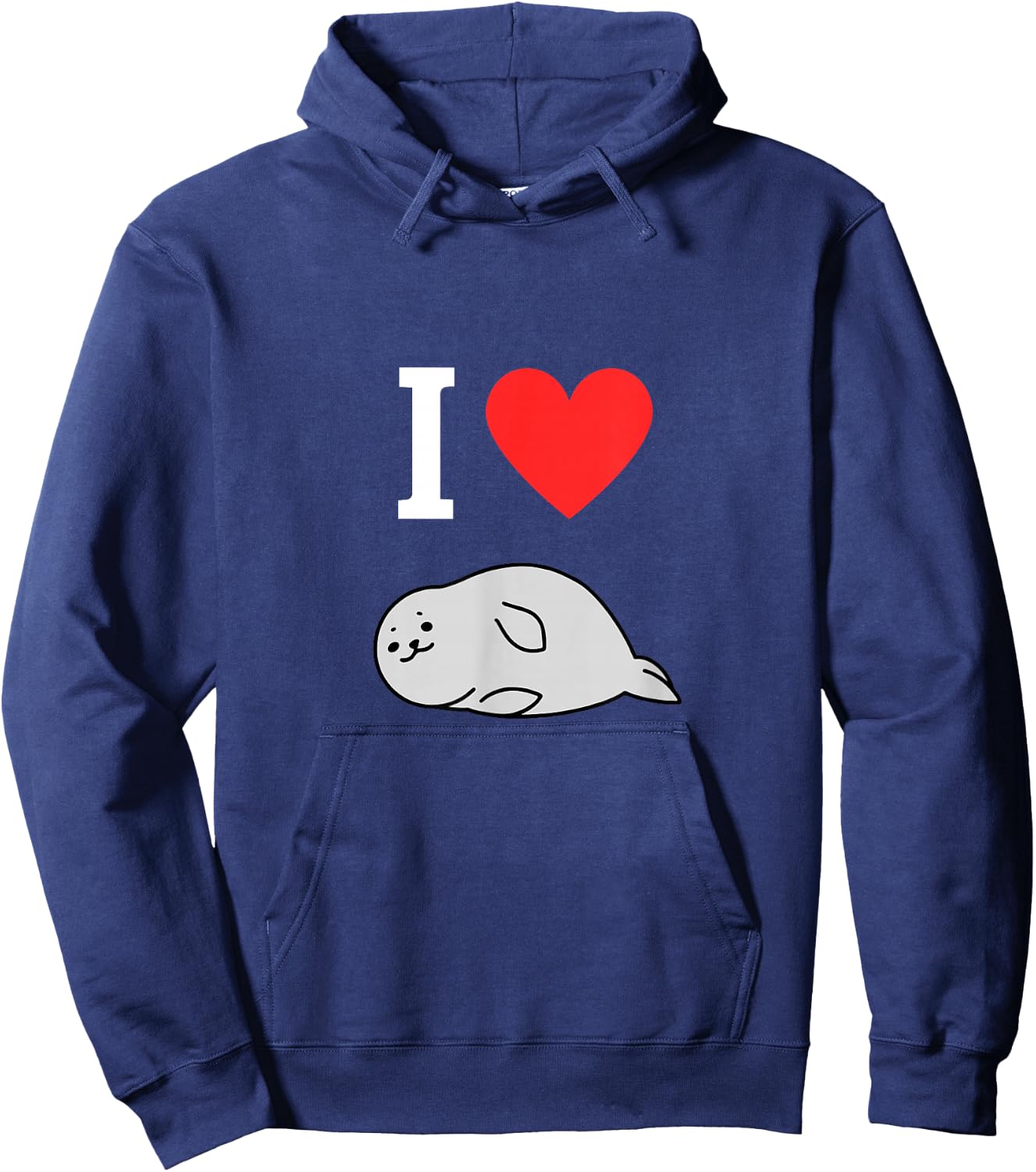 I Love Robben Cute Seal Seal Comic Kawaii Sea Style , black Hoodie - Hoodie | Navy