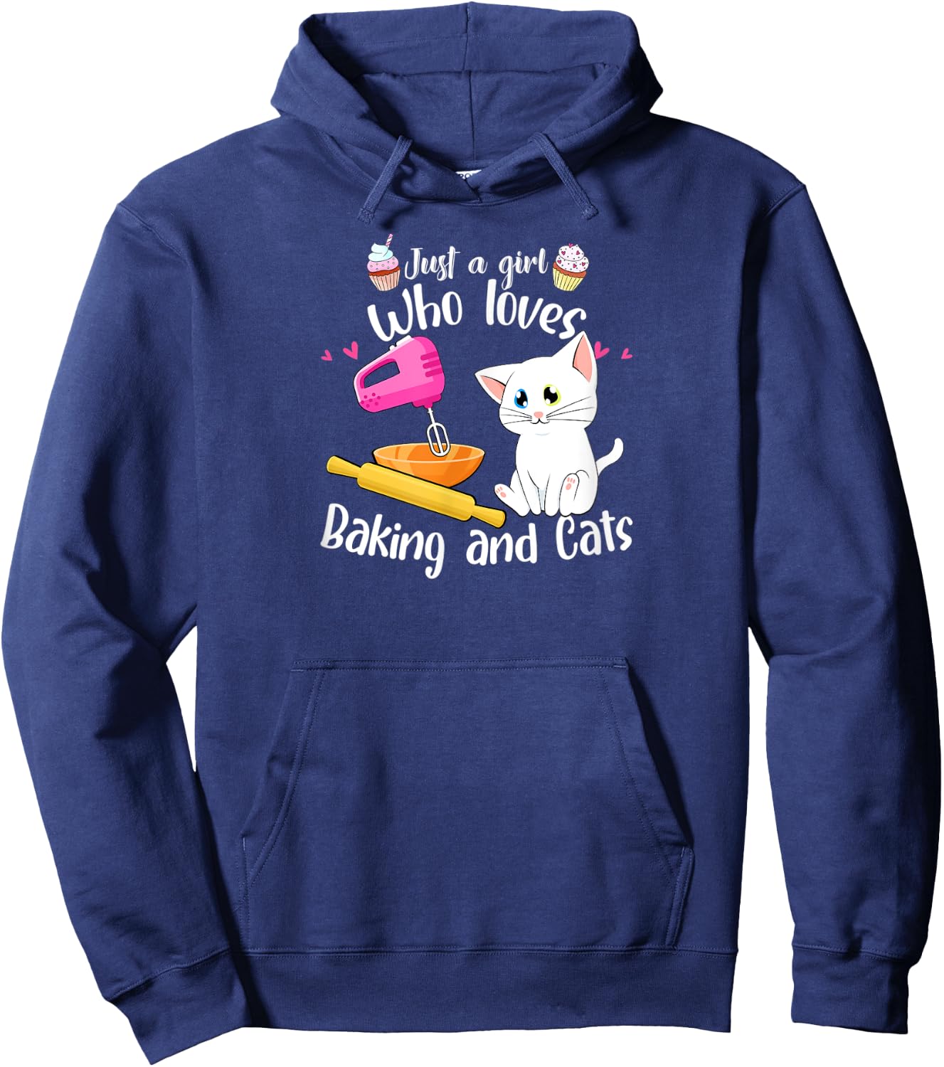 Just A Girl Who Loves Baking And Cats Baker Gift Baking Hoodie - Hoodie | Navy