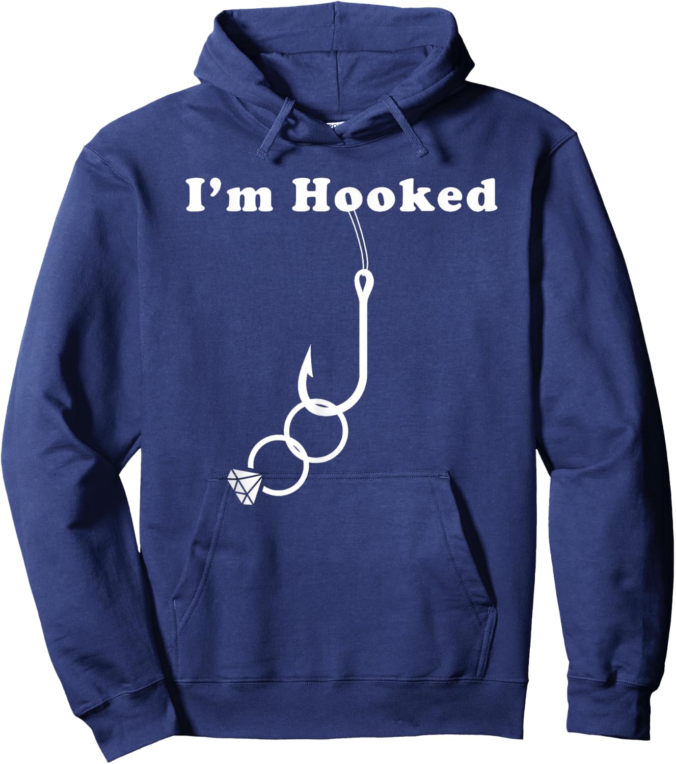 Groom or Fiance Engagement Fishing Gift - I'm Hooked Hoodie - Hoodie | Navy