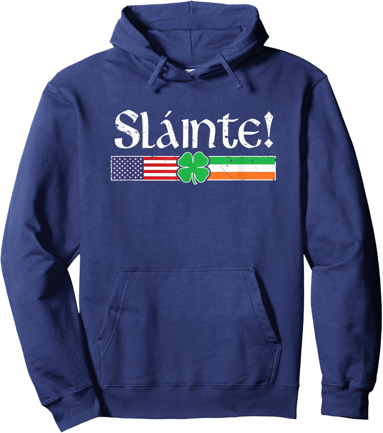 Slainte Shirt Irish American Cheers Shamrock St Paddys Day Hoodie - Hoodie | Navy