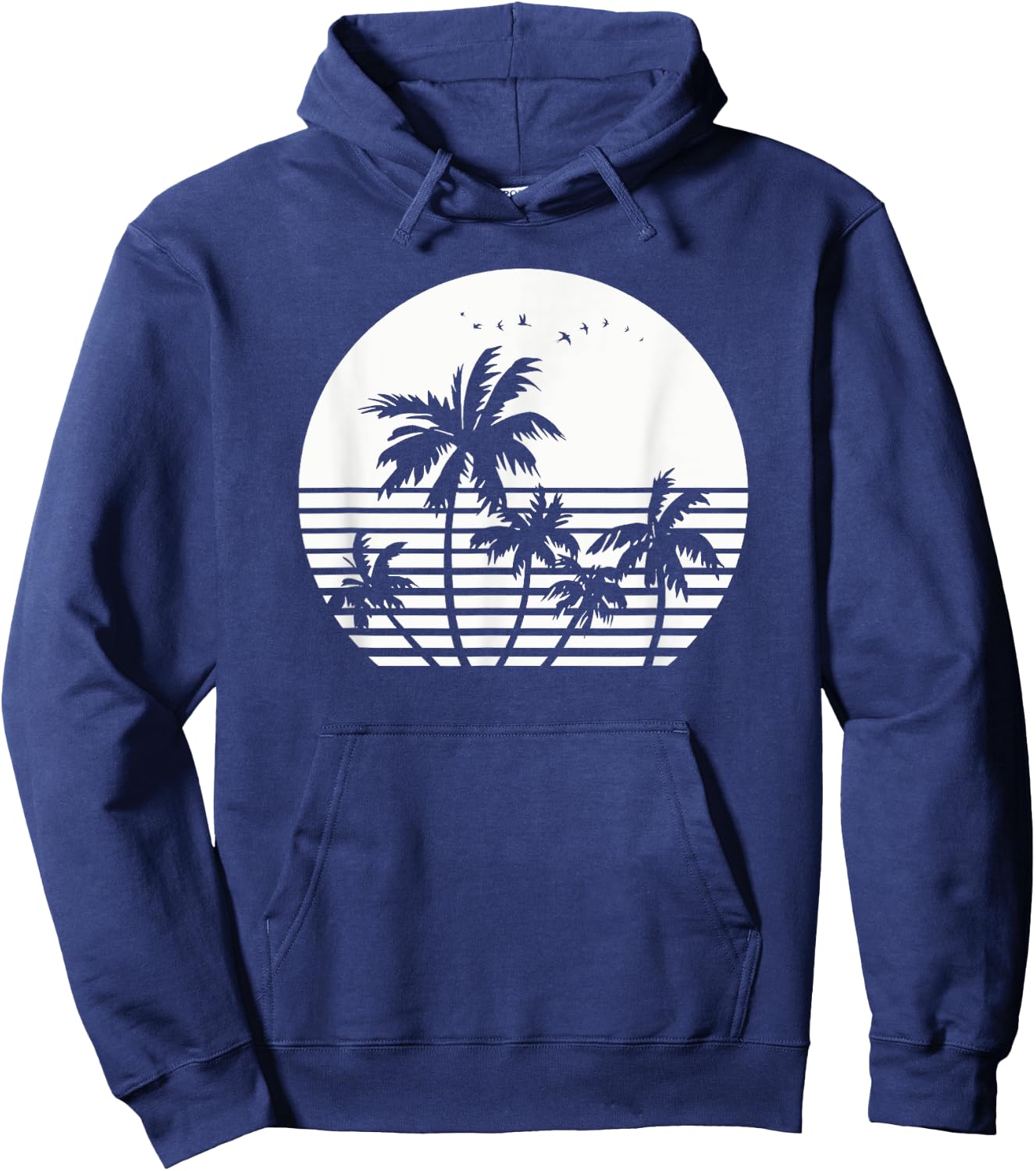 Vintage Birds Sunset Beach Palm trees Hoodie - Hoodie | Navy